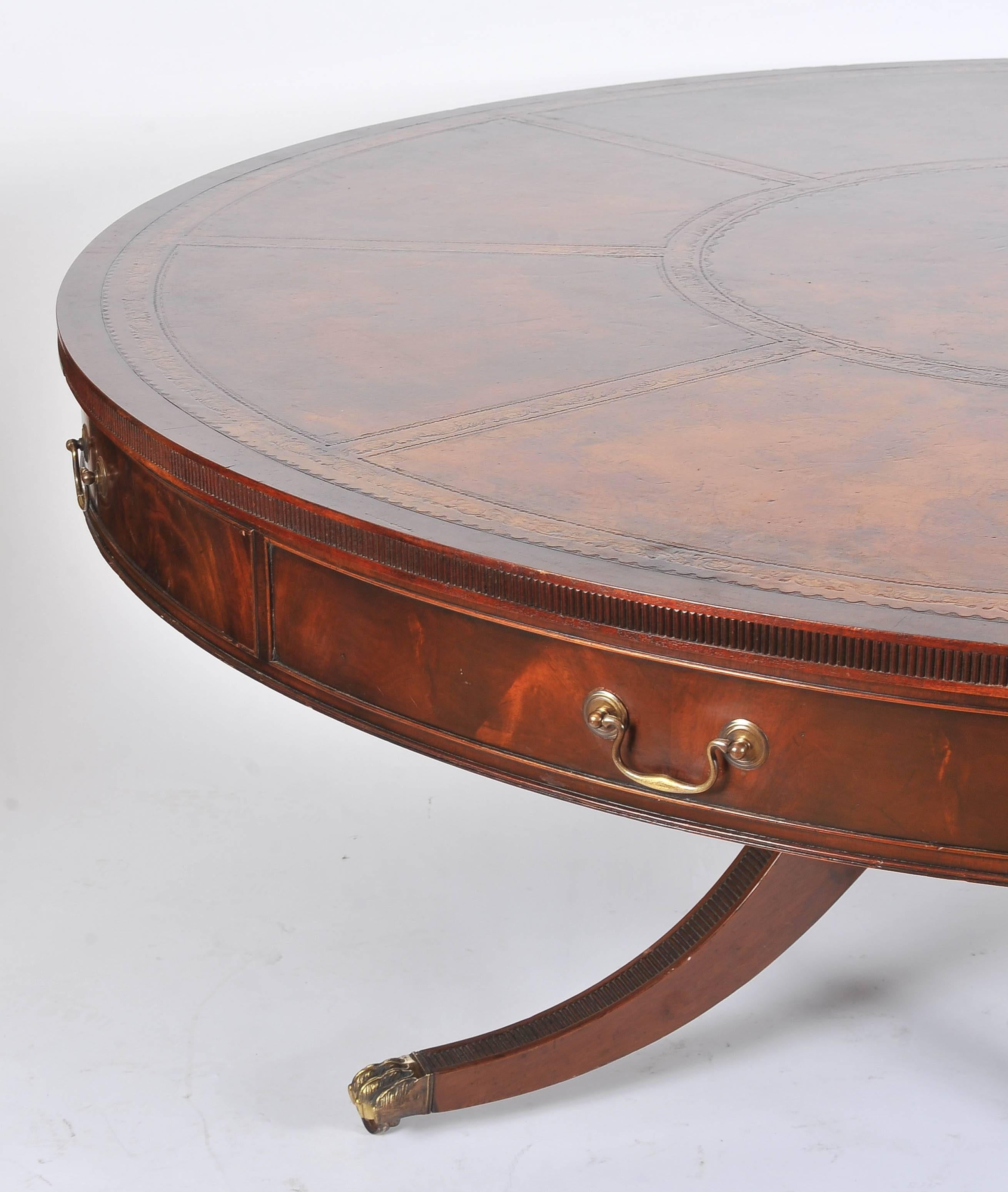 Large Mahogany Library Drum Table 1