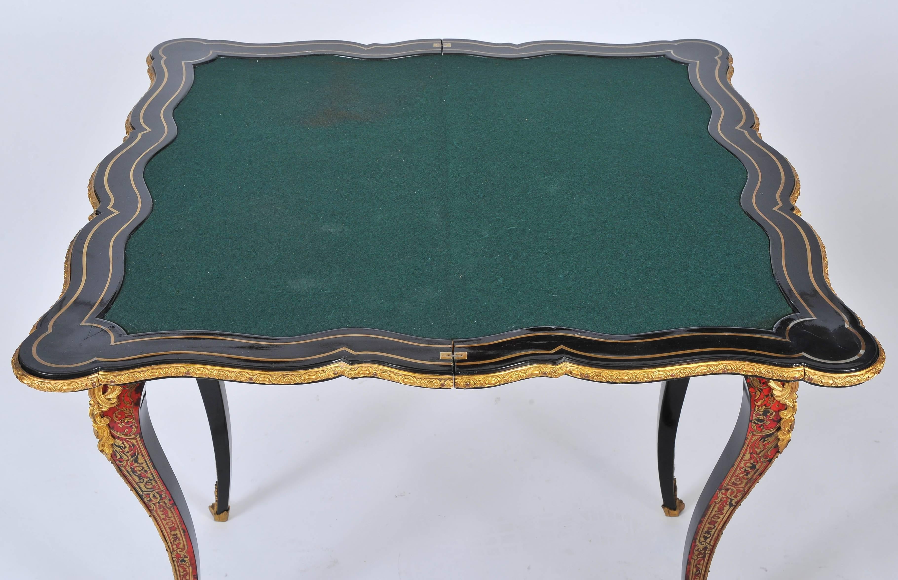 Pair of Ornate 19th C. Card Tables after Boulle  In Excellent Condition In London, GB