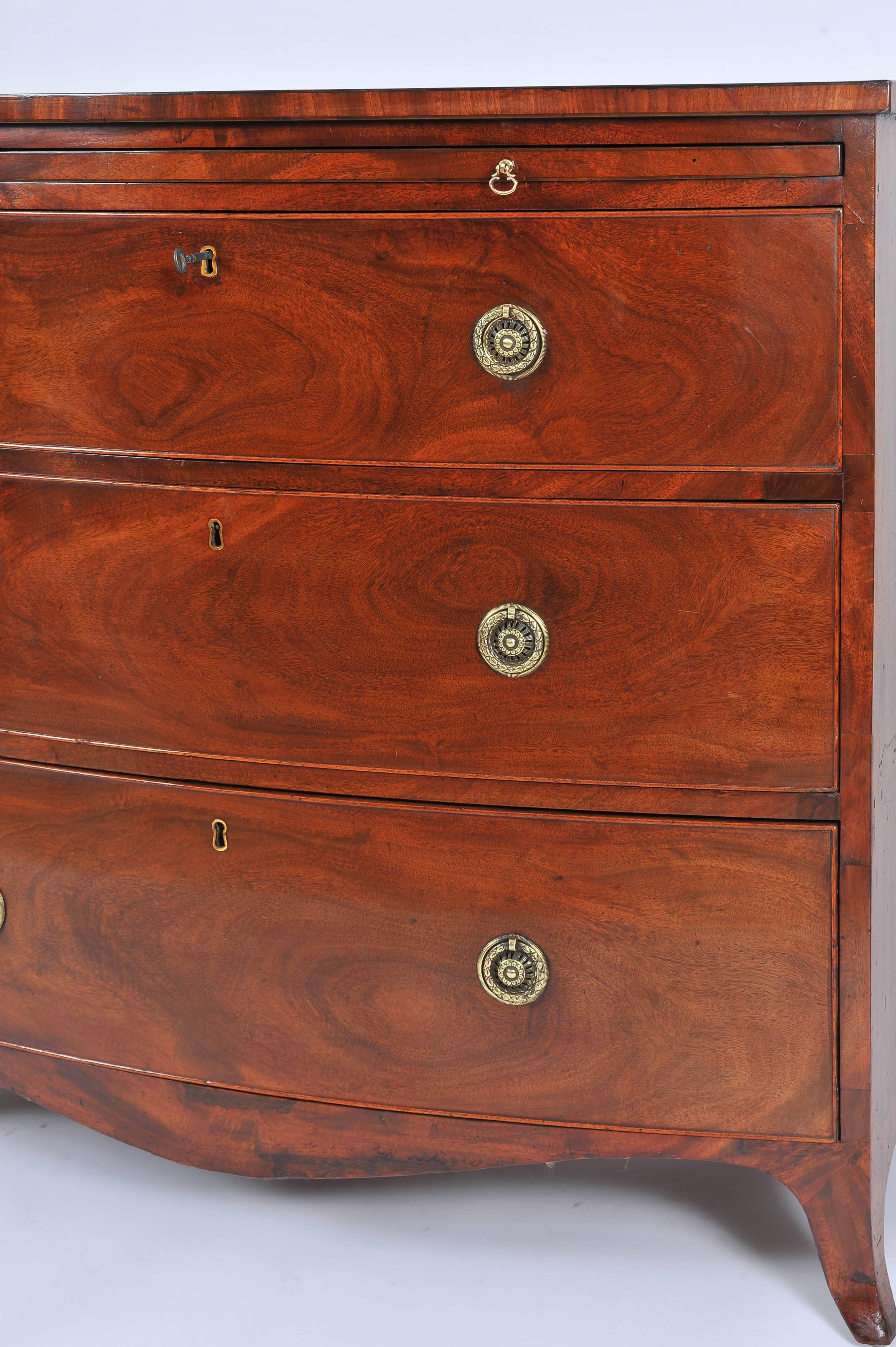 English Georgian Mahogany Bow Fronted Chest of Drawers