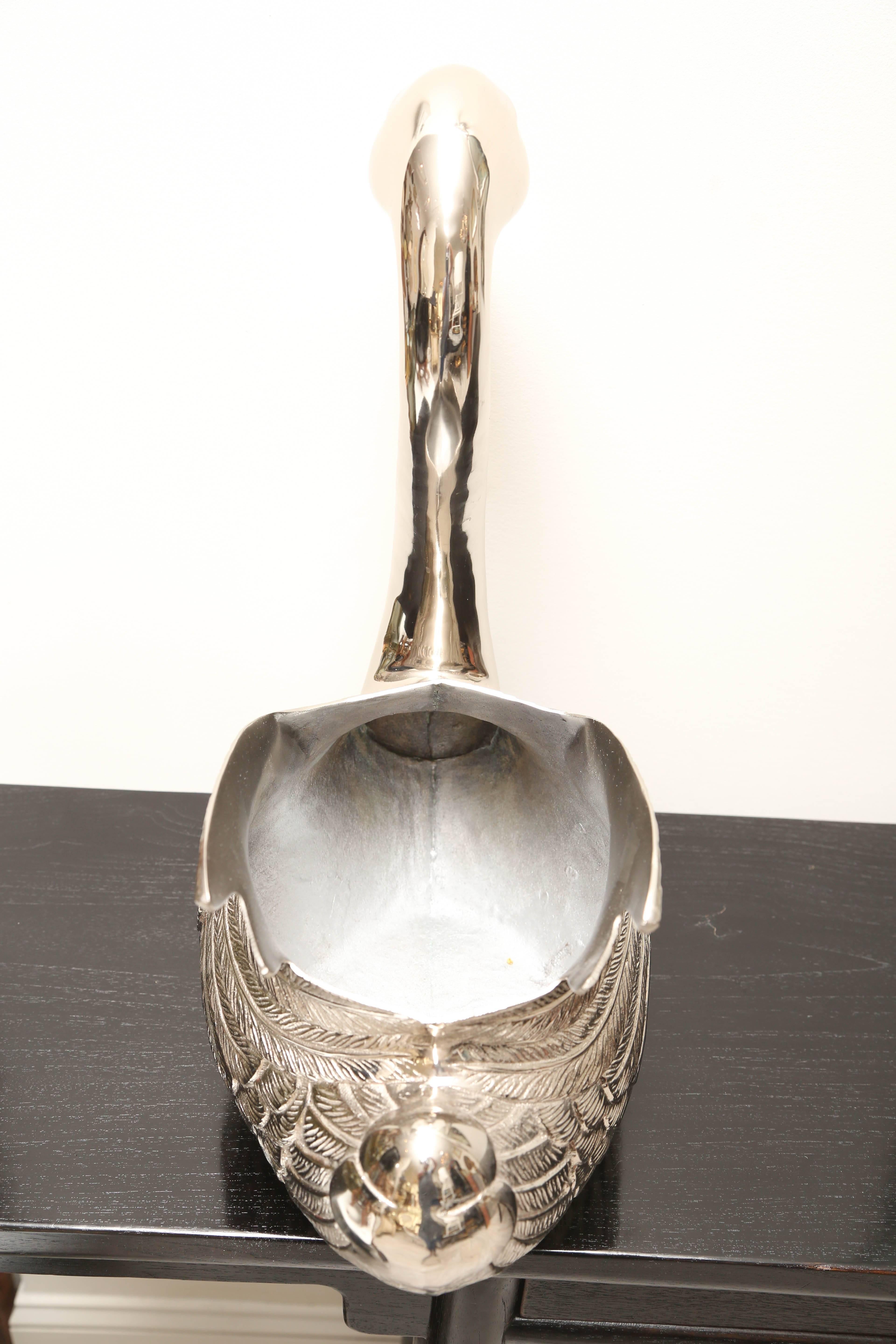 20th Century Large Silver Plated Swan Wine Cooler