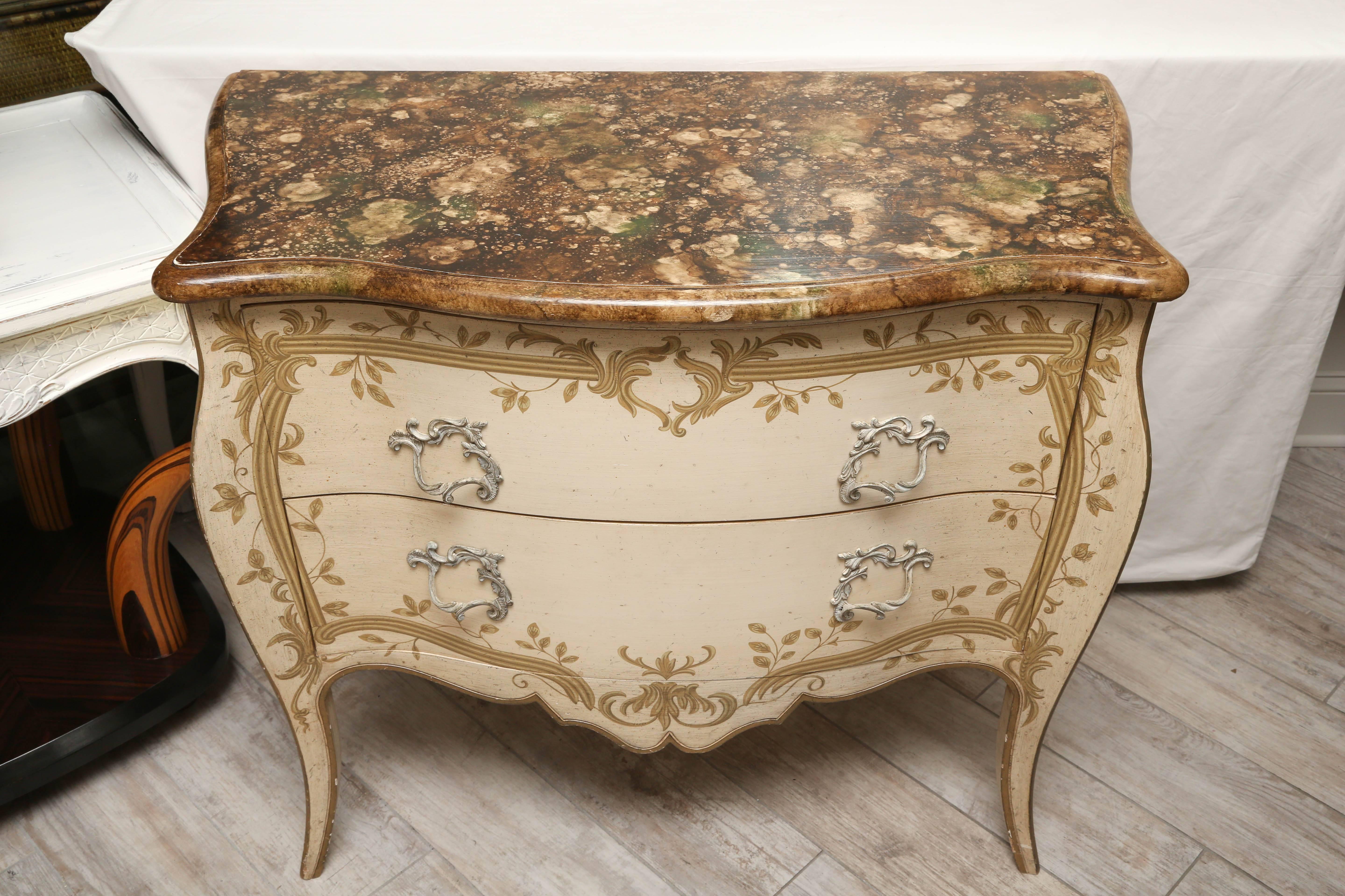 20th Century Louis XV Style Painted Commode by Baker For Sale