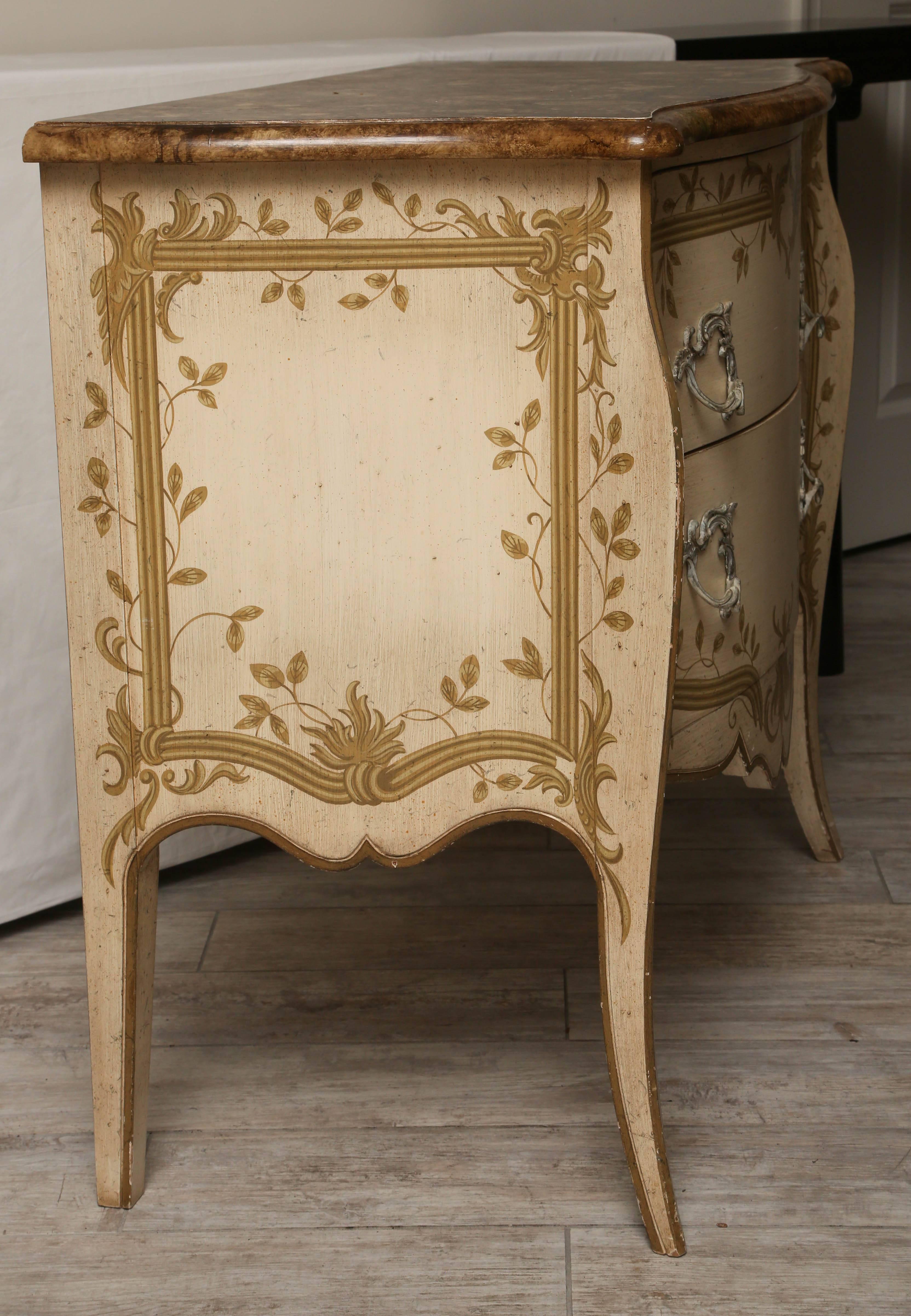 Louis XV Style Painted Commode by Baker For Sale 1