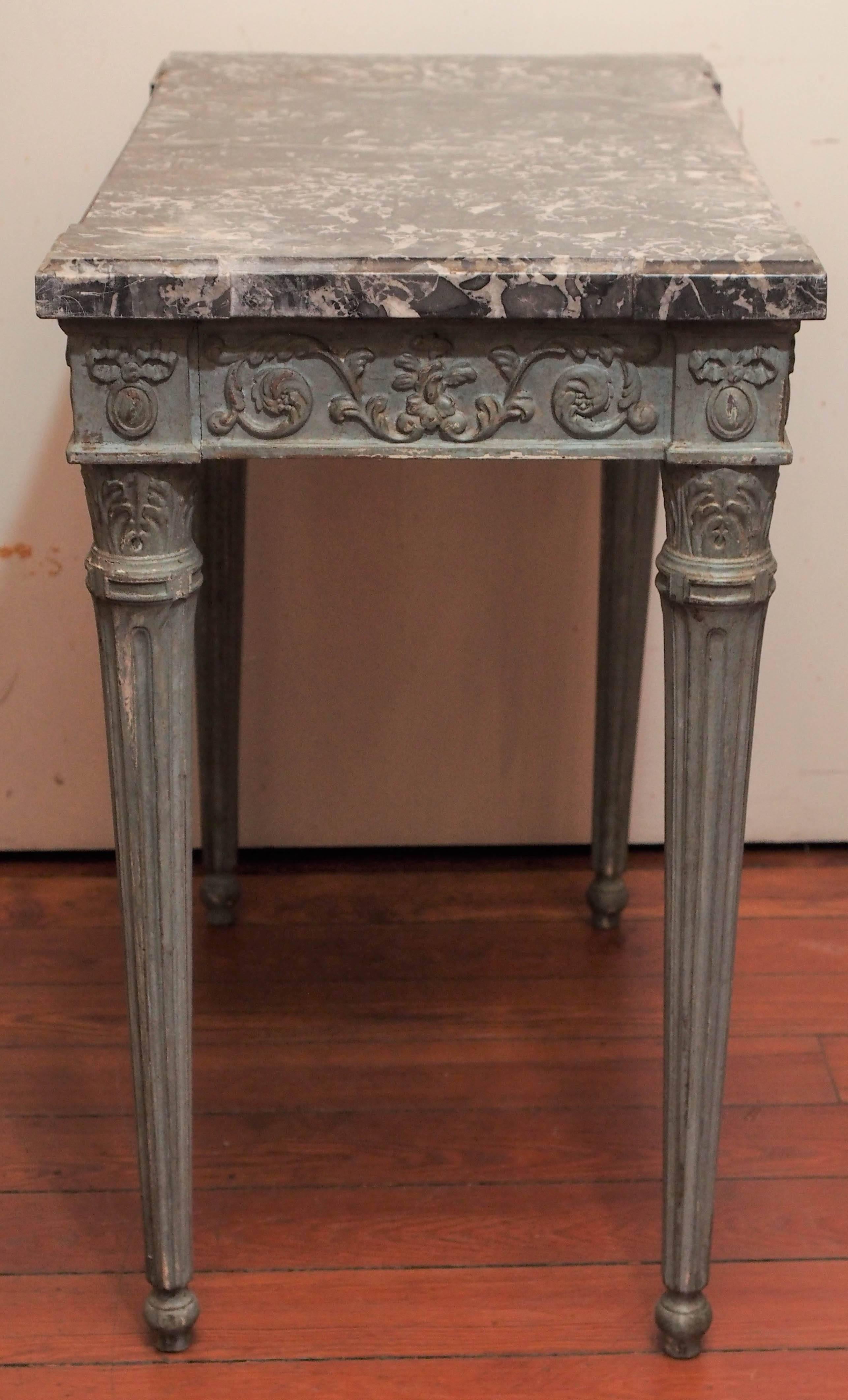French Louis XVI Table with Marble Top For Sale 3