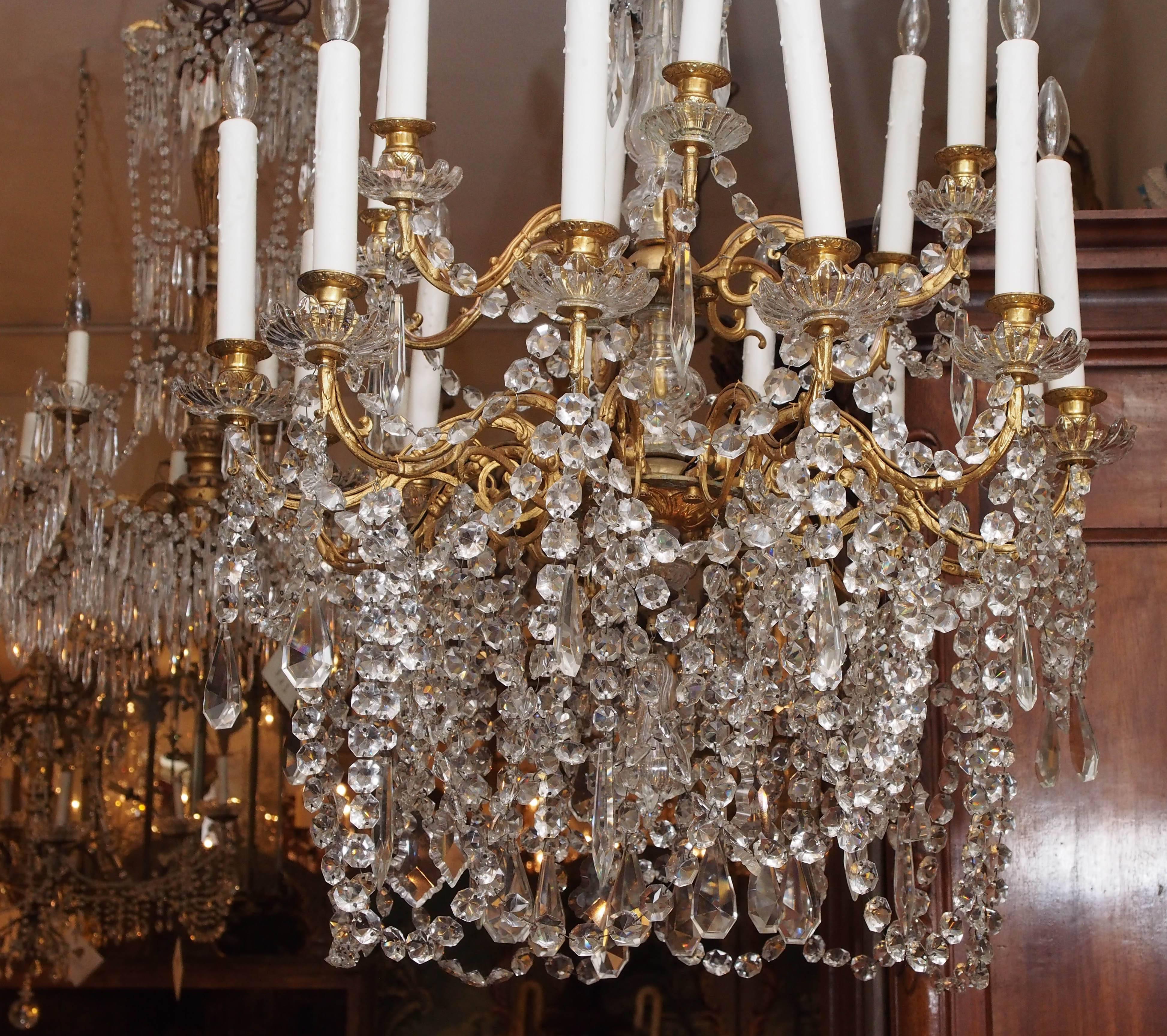 French Napoleon III Gilt Bronze and Baccarat Crystal Chandelier In Good Condition In Natchez, MS