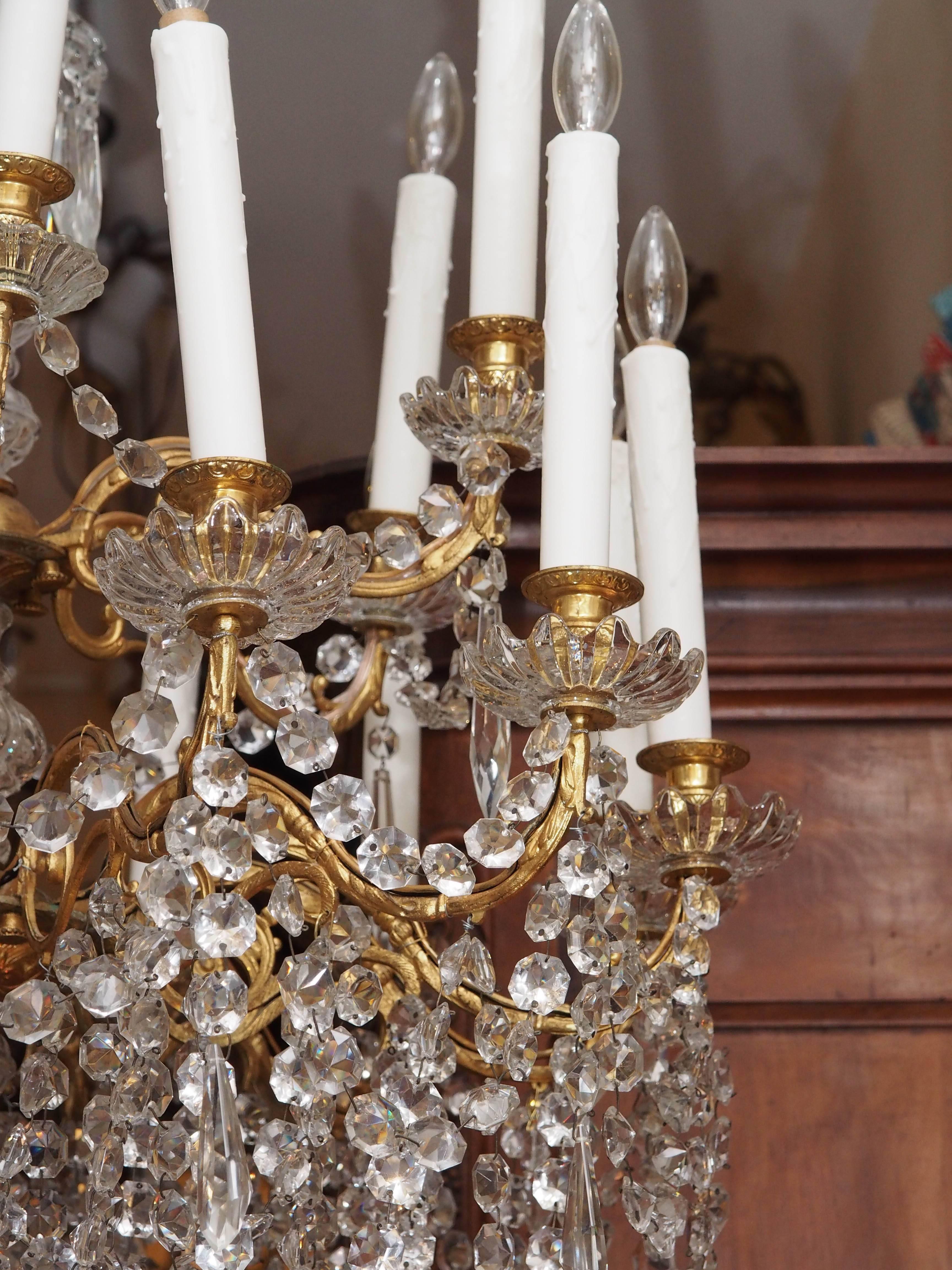 19th Century French Napoleon III Gilt Bronze and Baccarat Crystal Chandelier