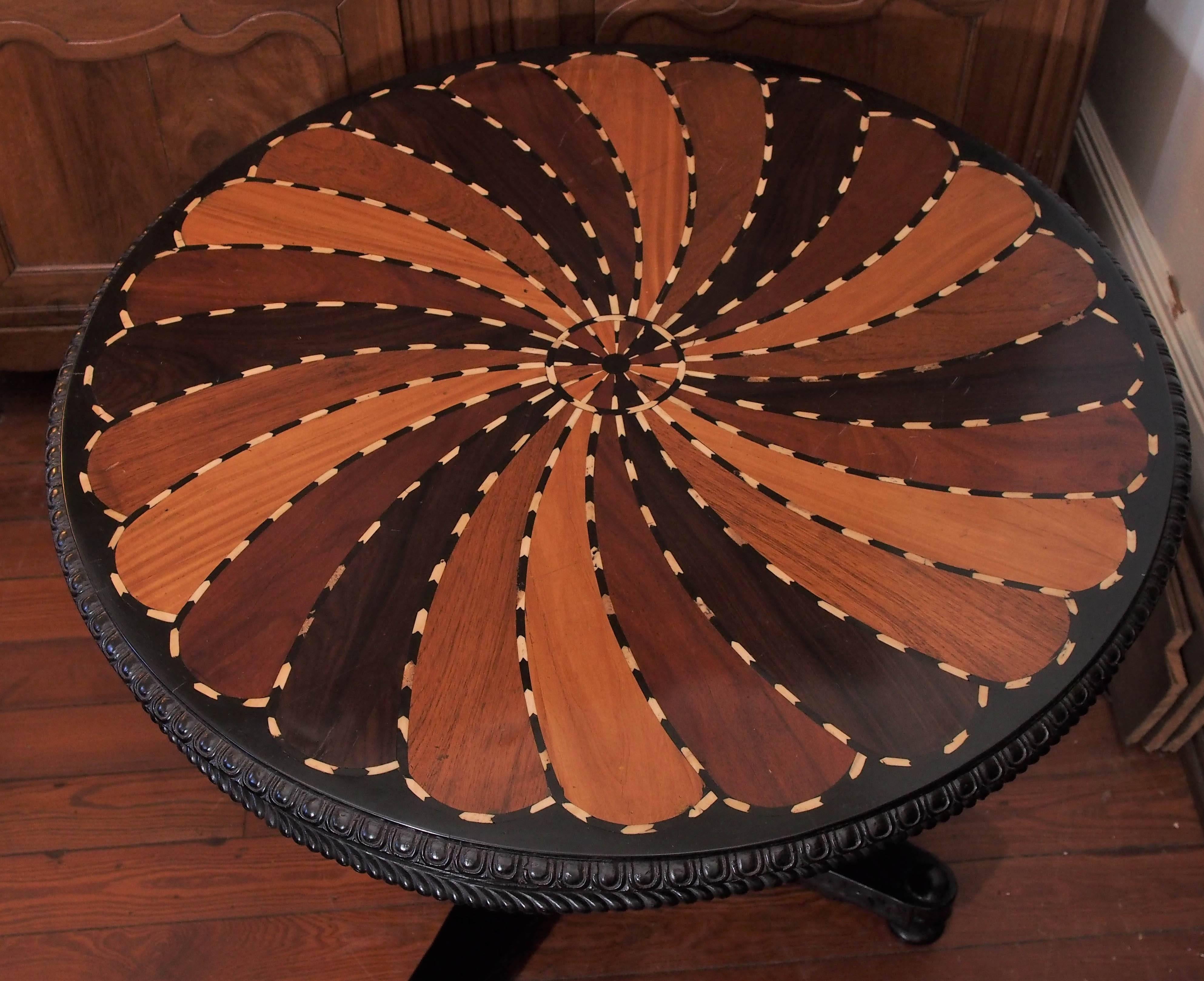 Anglo Indian specimen and bone tilt top table made for the English market.
 