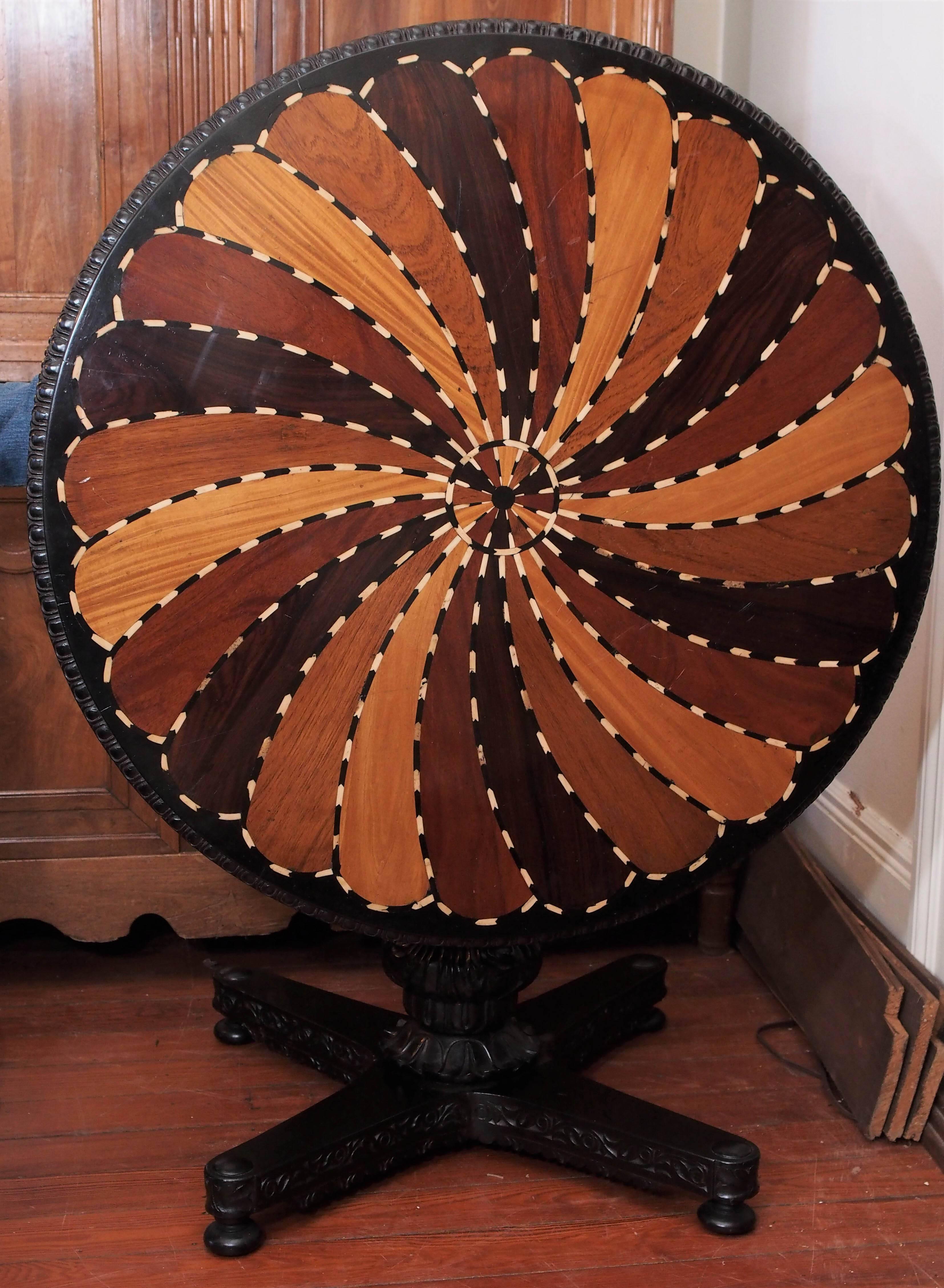 Anglo Indian Specimen Wood and Bone Table In Good Condition In Natchez, MS