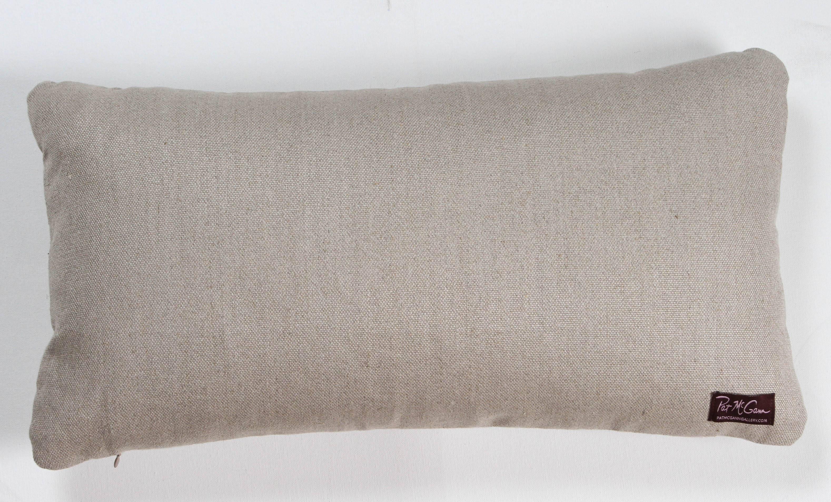 Embroidered African Embroidery Pillow, Ivory and Beige For Sale