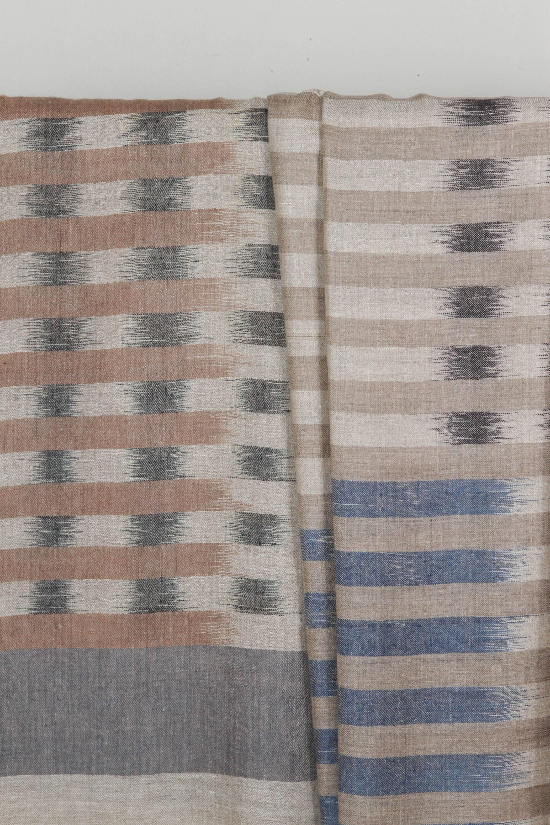 Indian Oversize Cashmere Woven Ikat Throws or Shawls For Sale