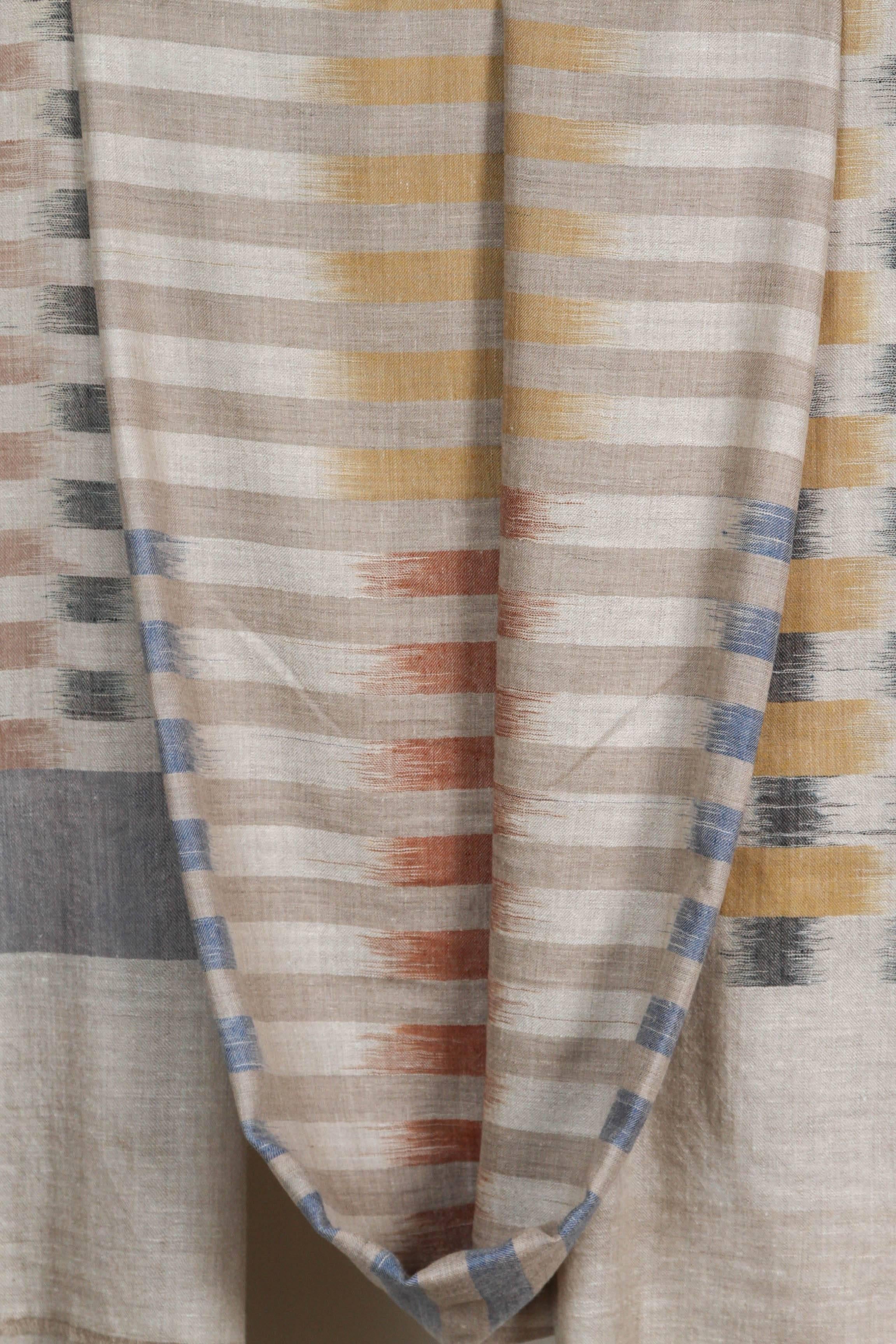 Oversize Cashmere Woven Ikat Throws or Shawls In Excellent Condition For Sale In Los Angeles, CA