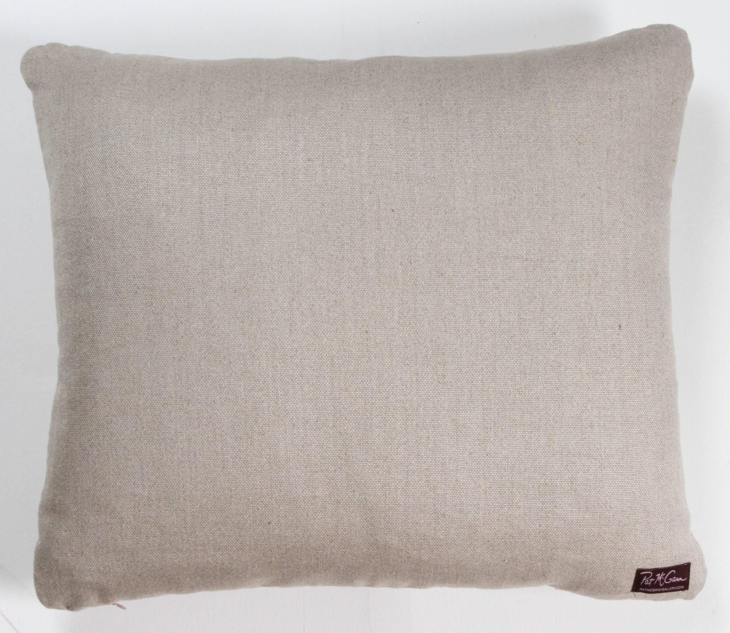 Embroidered African Embroidery Pillow in Ivory and Beige