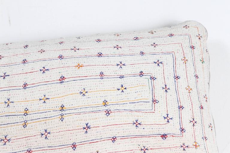 Bengali Kantha Quilt Pillow Ivory and Pale Colors For Sale at 1stDibs