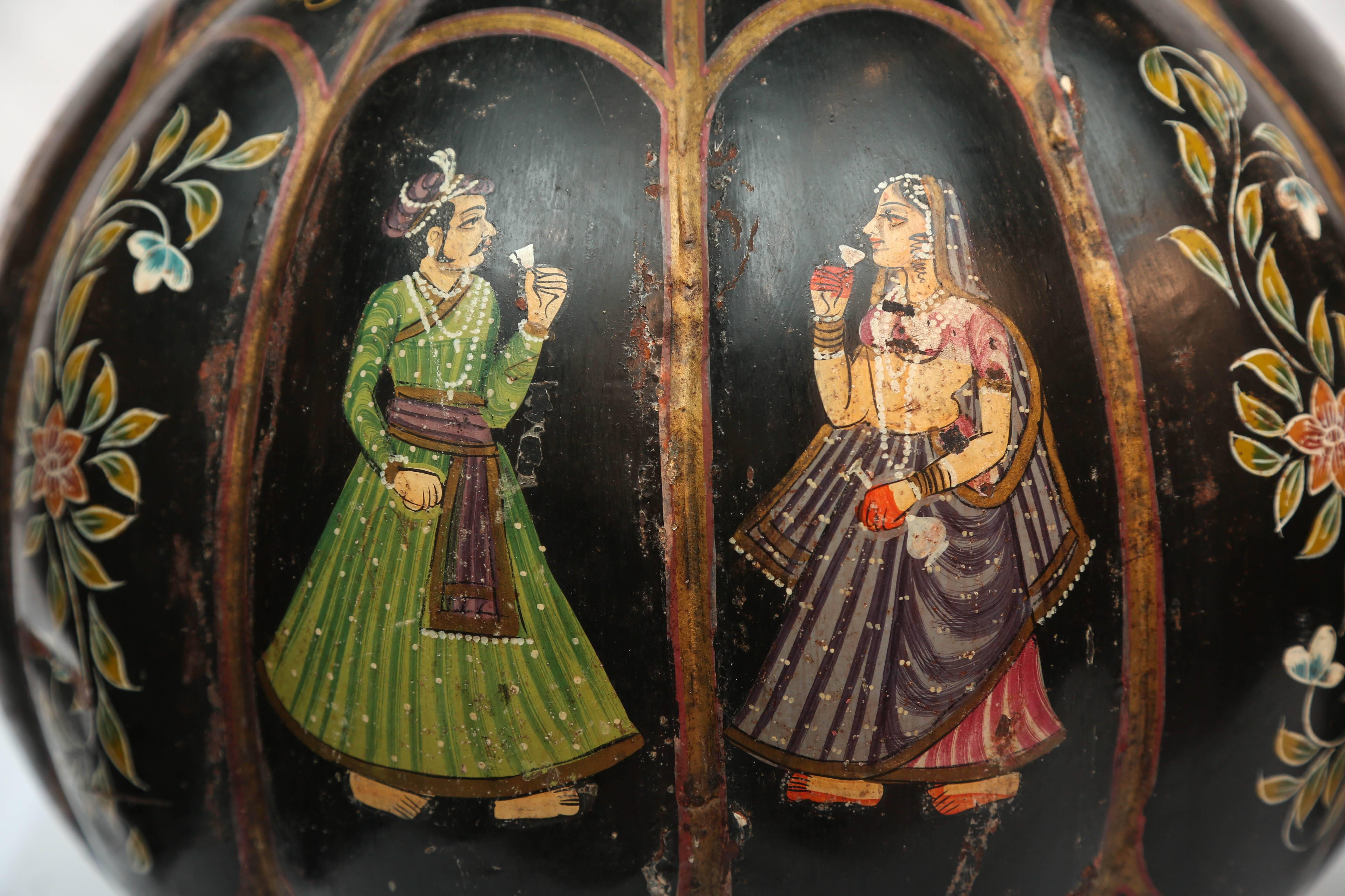 Hand painted with Mughal figures around the wonderful bulbas bodies.