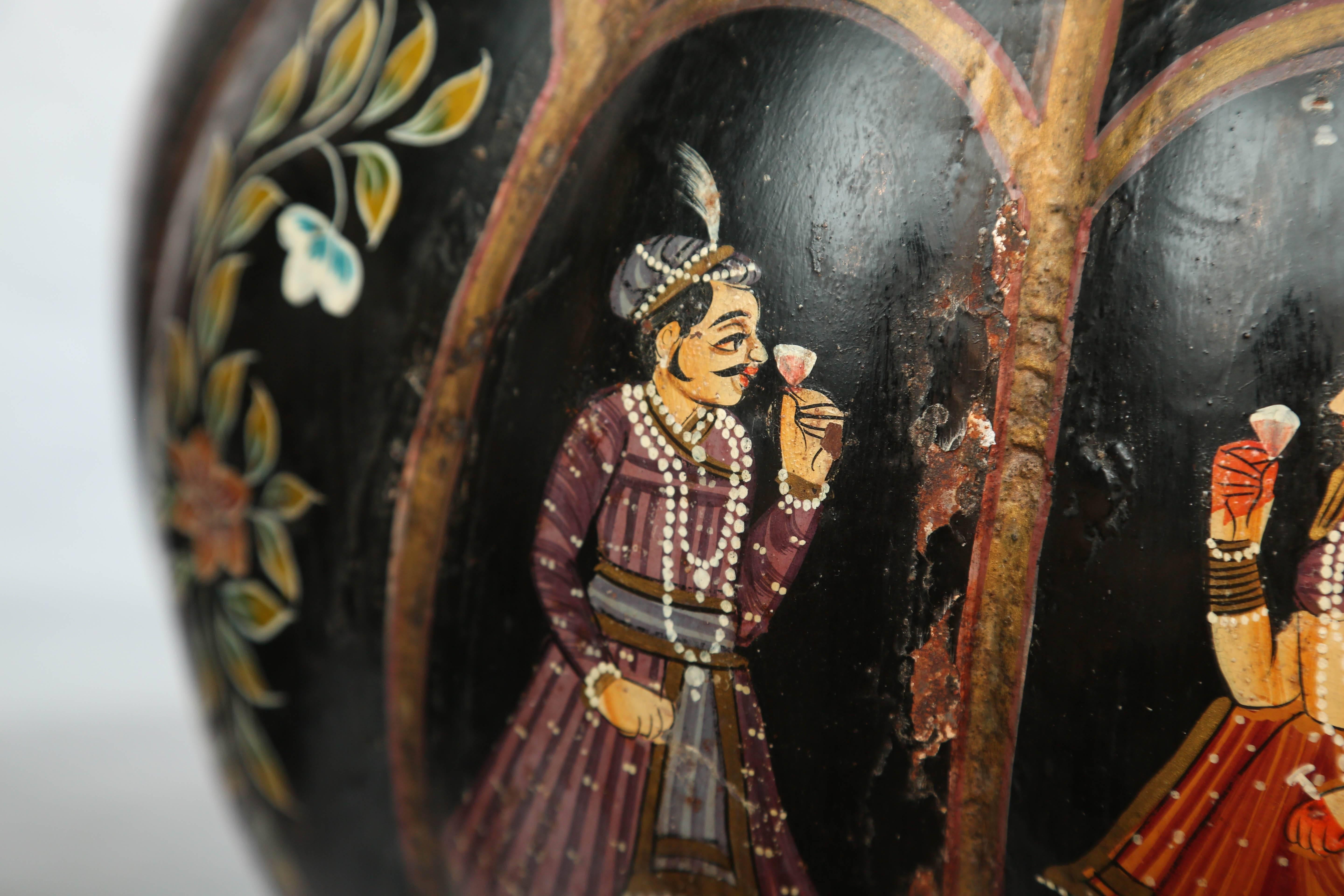 Tôle Pair of Superb Indian 19th Century Tole Vases