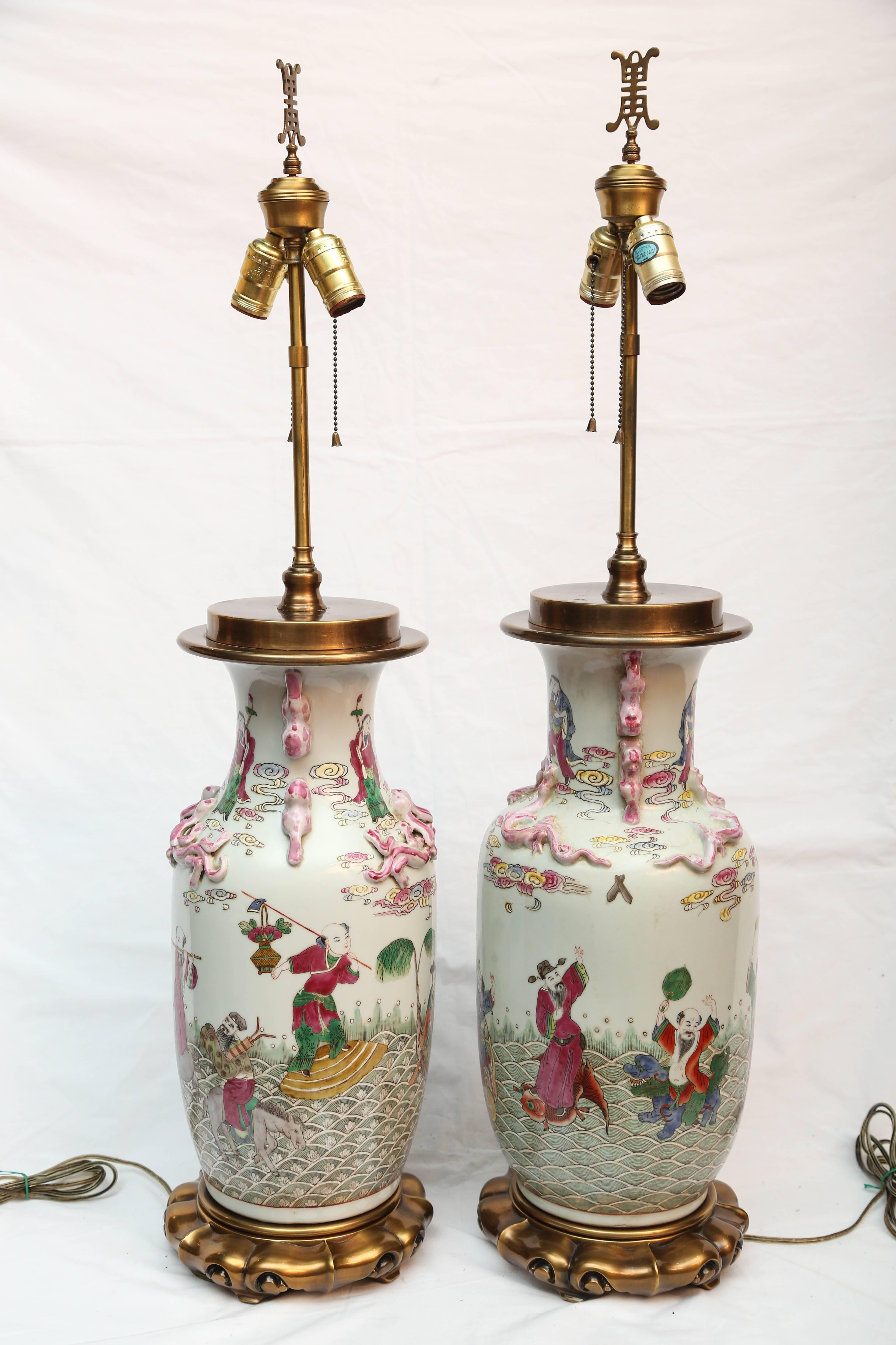 Pair of Fine Chinese Porcelain Lamps 1
