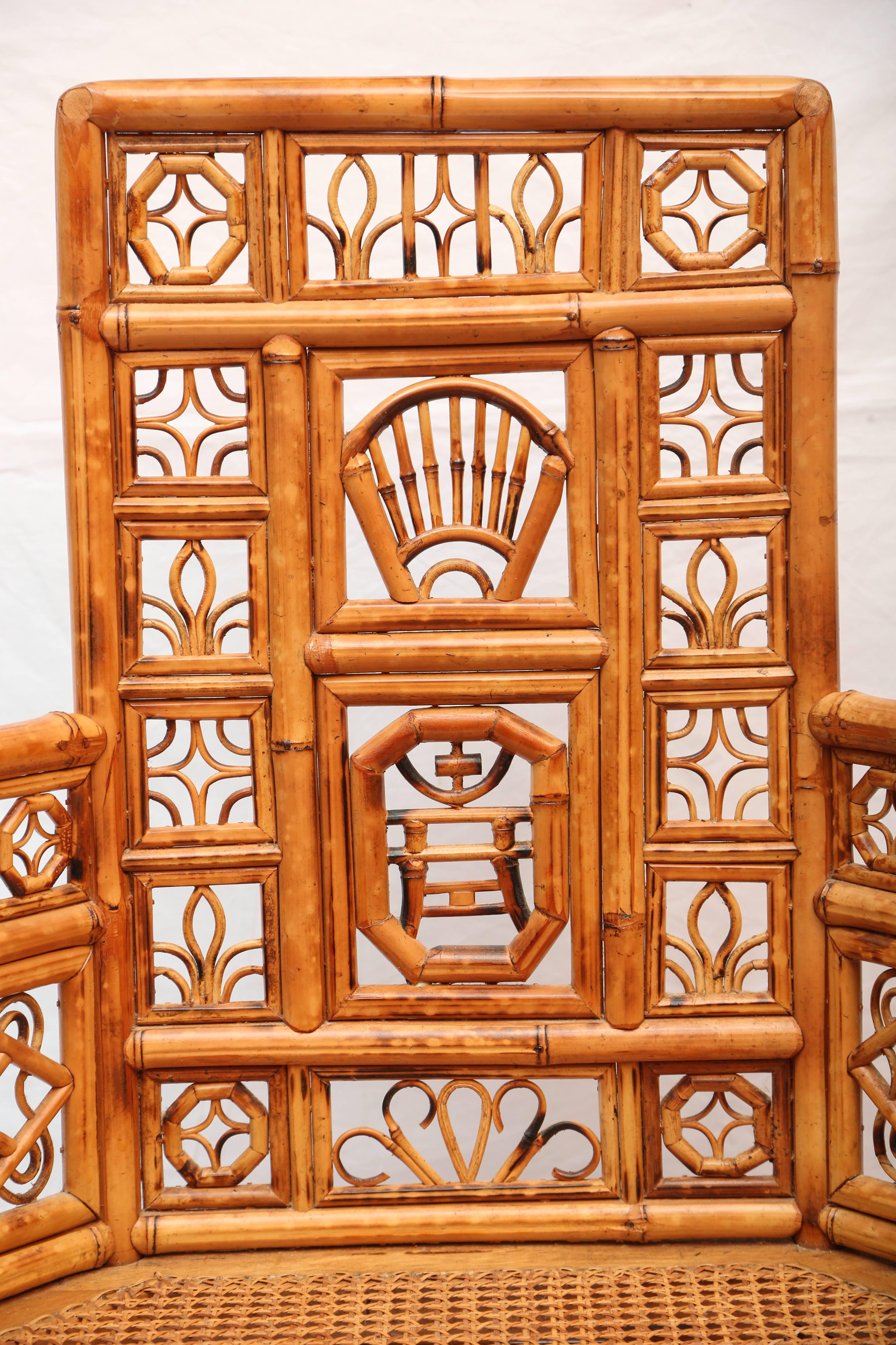 Chinese Pair of Fanciful Bamboo Armchairs