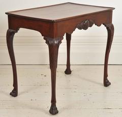 George III Irish Mahogany Silver Table with Shell Frieze on Both Sides