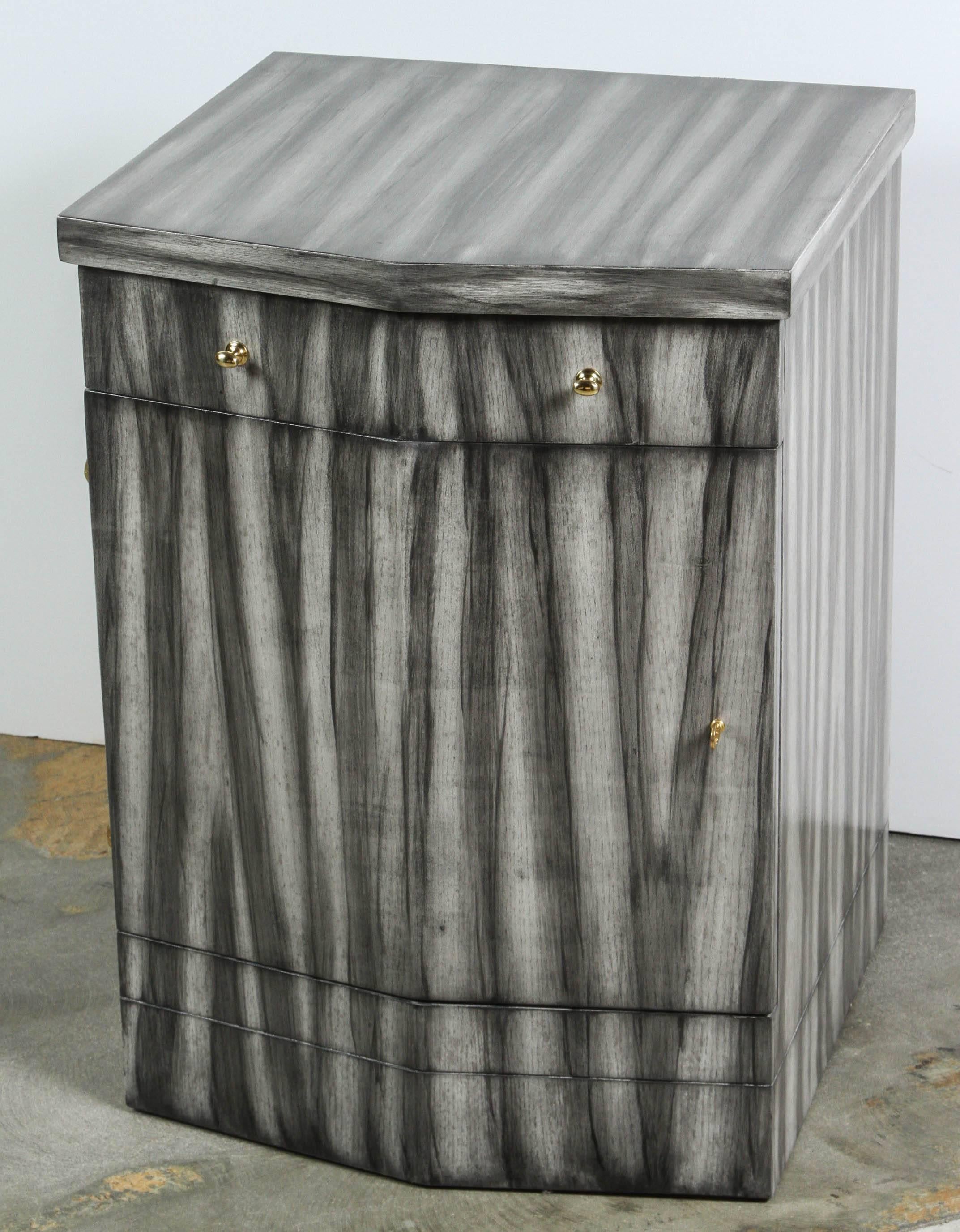 Paul Marra Pinnacle Nightstand in Gray Zebra Finish In Excellent Condition For Sale In Los Angeles, CA