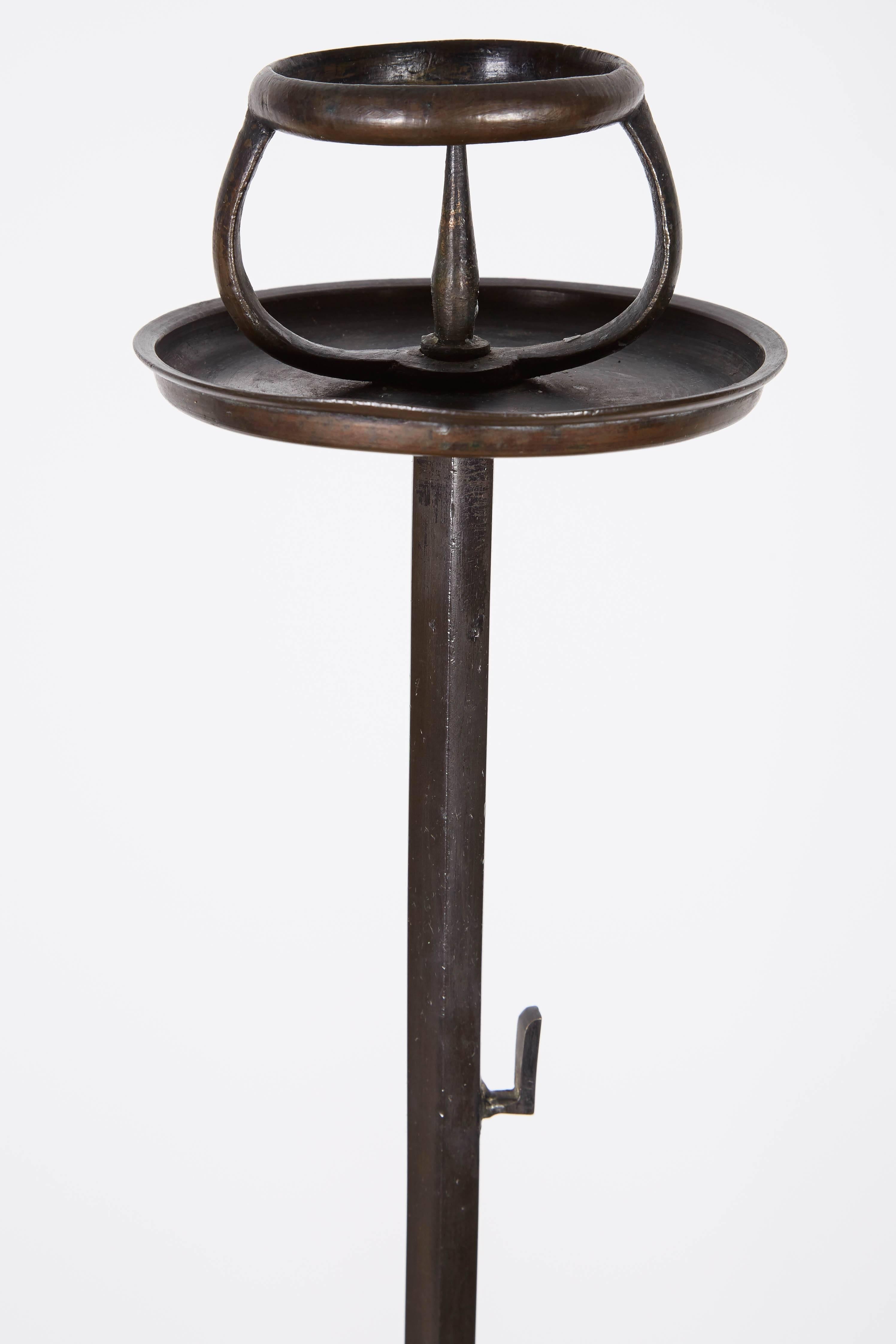 Meiji Pair of 19th Century Japanese Bronze Candlestands