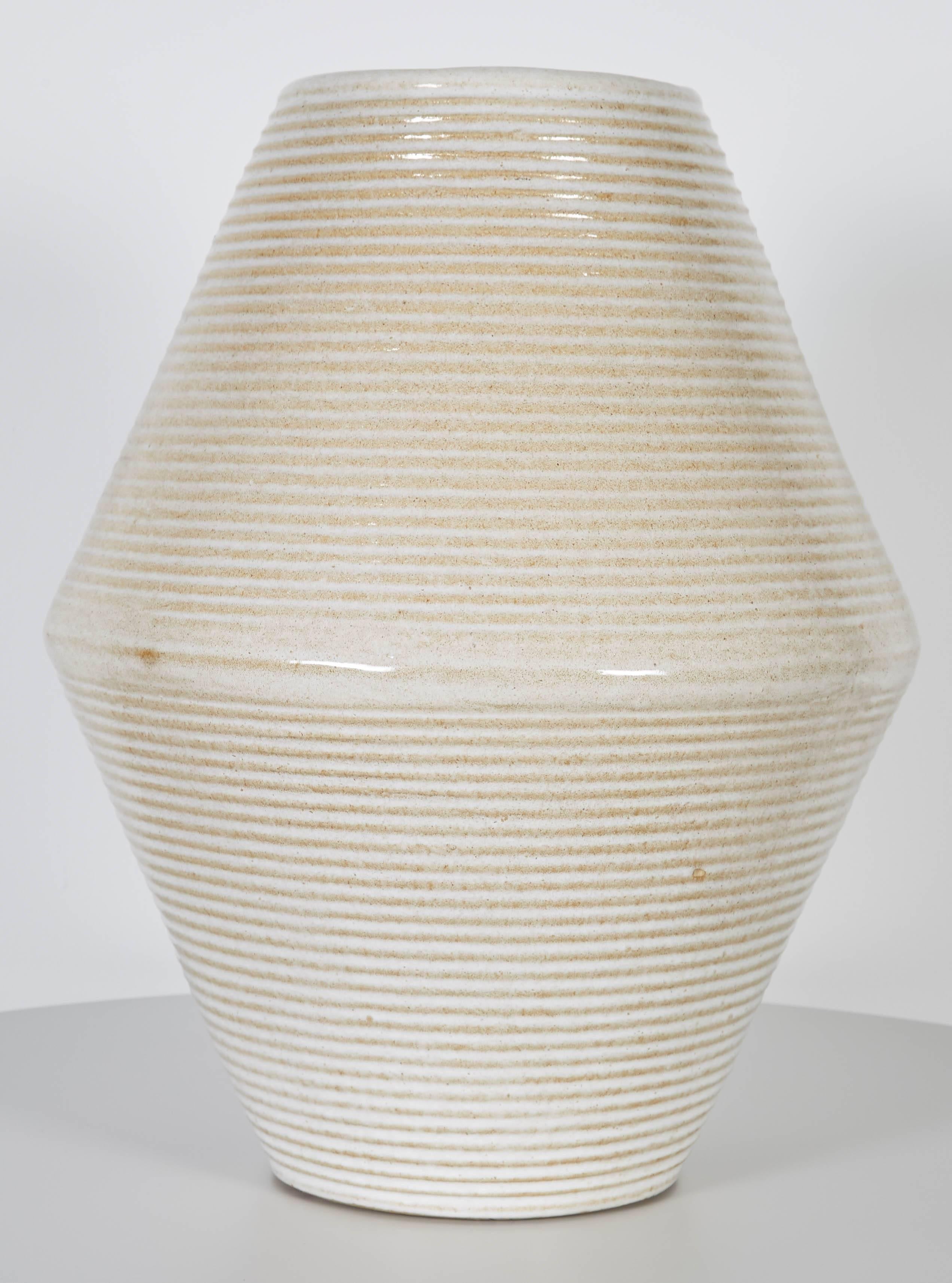 American Ribbed Architectural Pottery Vase