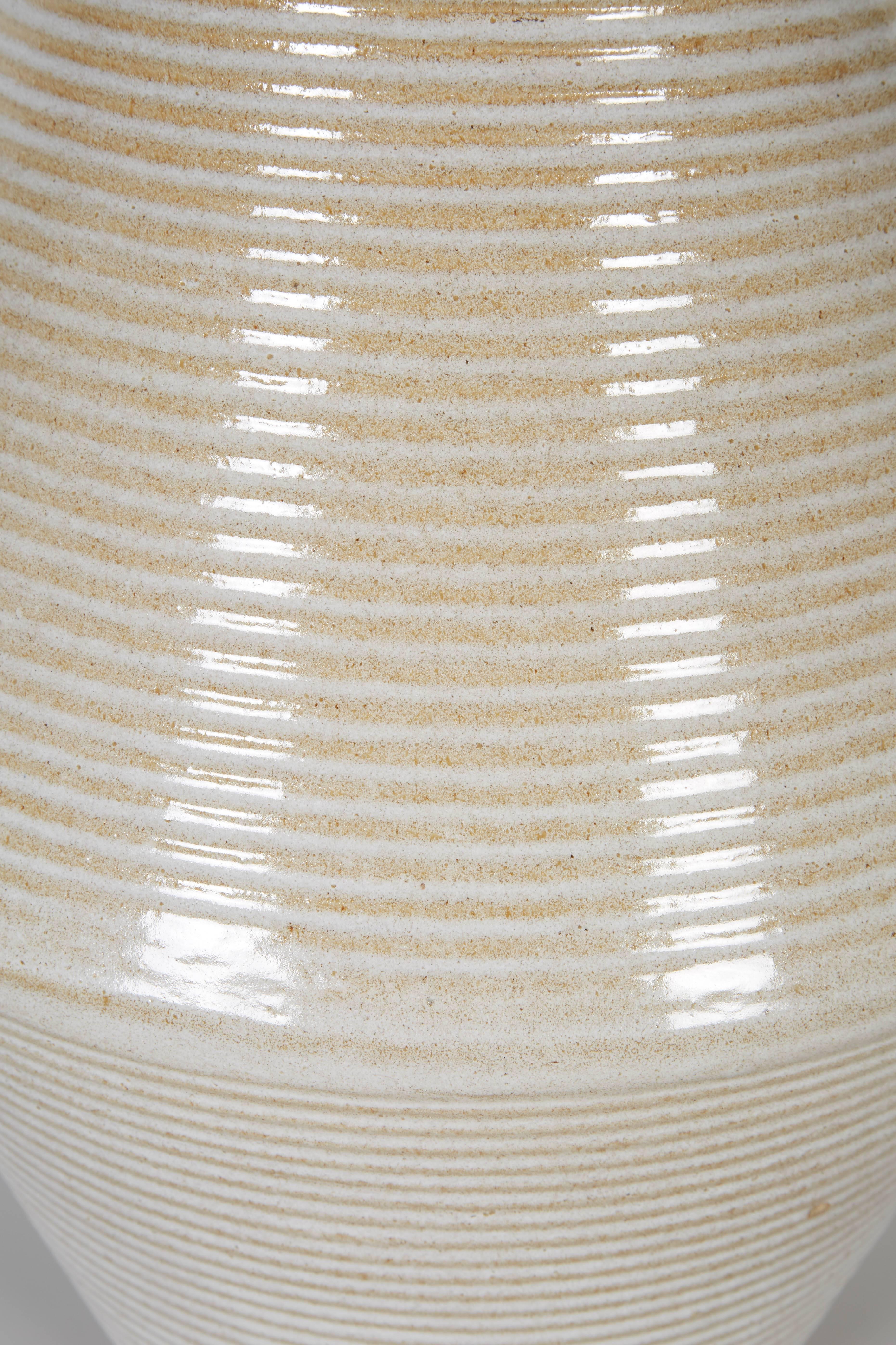 Glazed Ribbed Architectural Pottery Vase