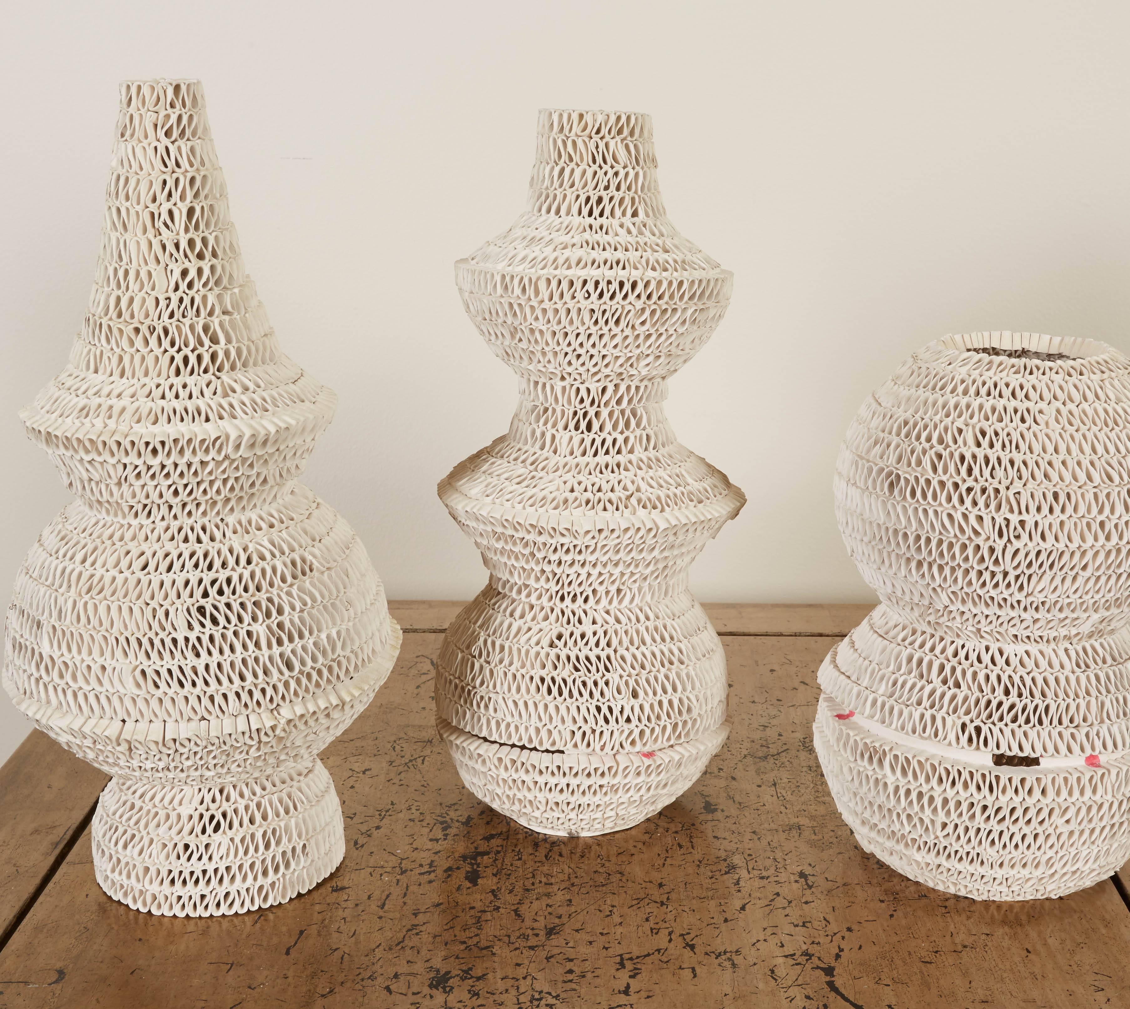 Contemporary Lucio Romero Set of Seven Terraglia Sculptural Lanterns