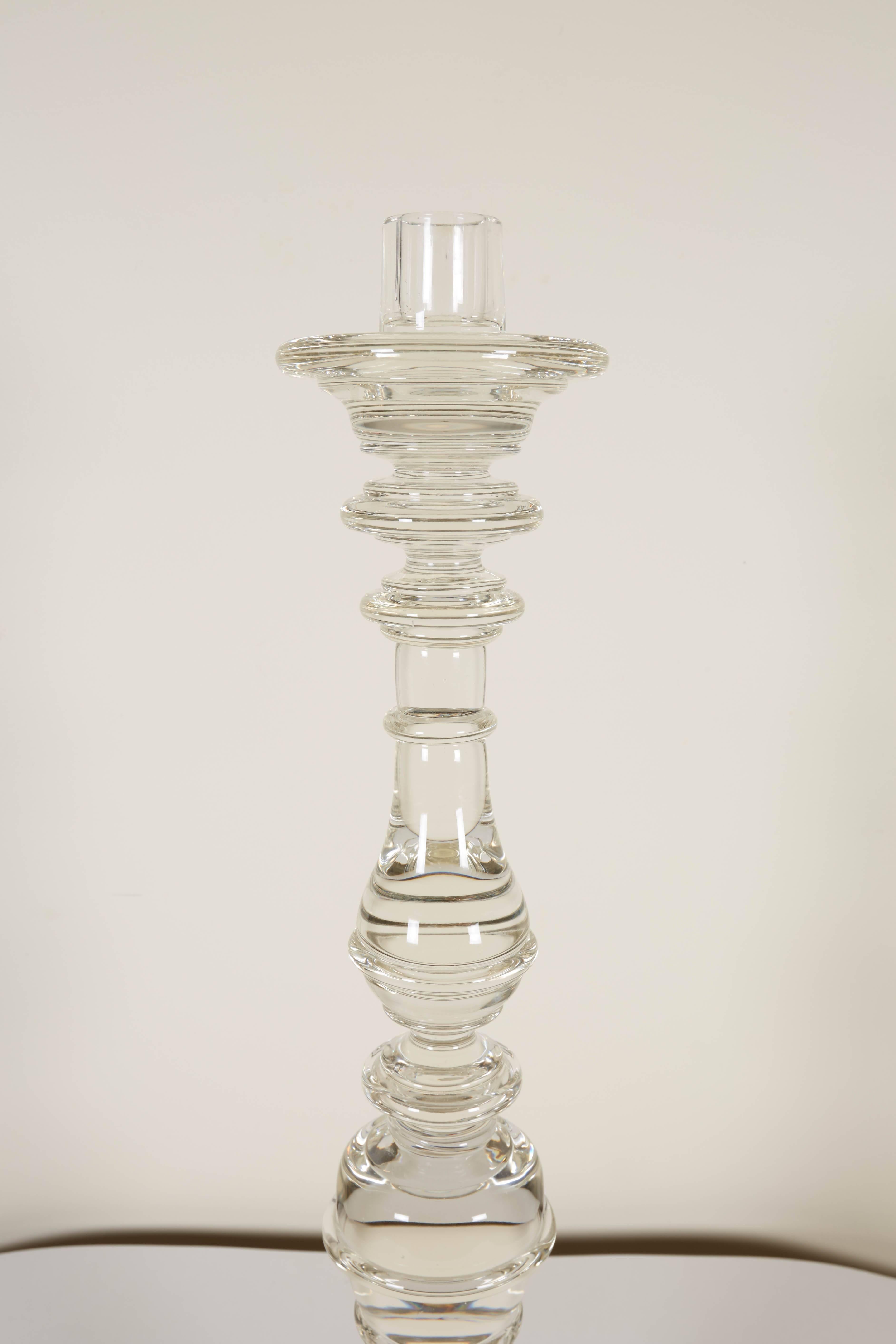 Pair of Seguso Handblown Glass Candlesticks by Lucio Romero In Excellent Condition In New York, NY