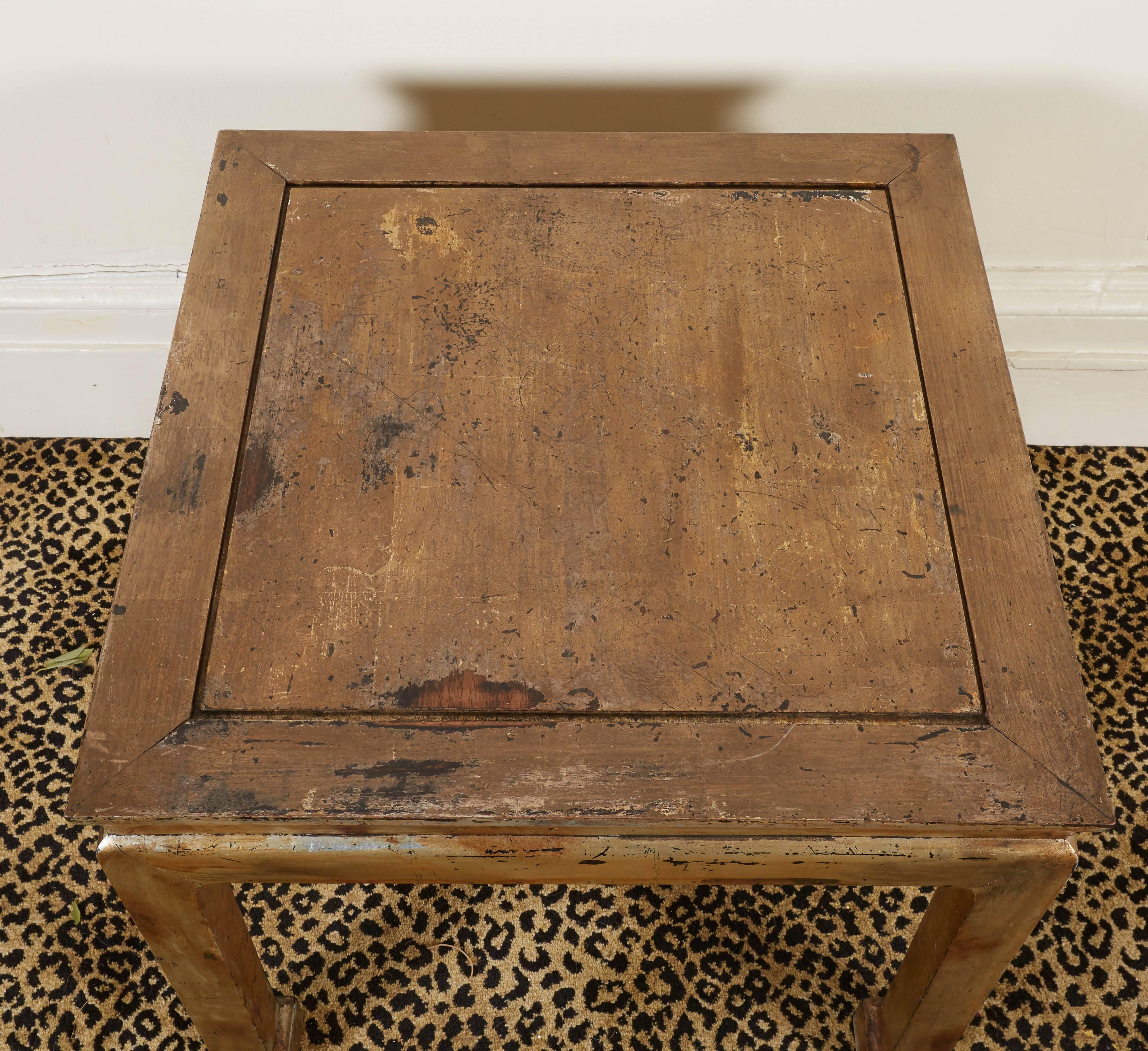 20th Century Pair of Silver-Gilt Chinioserie Square Low Tables