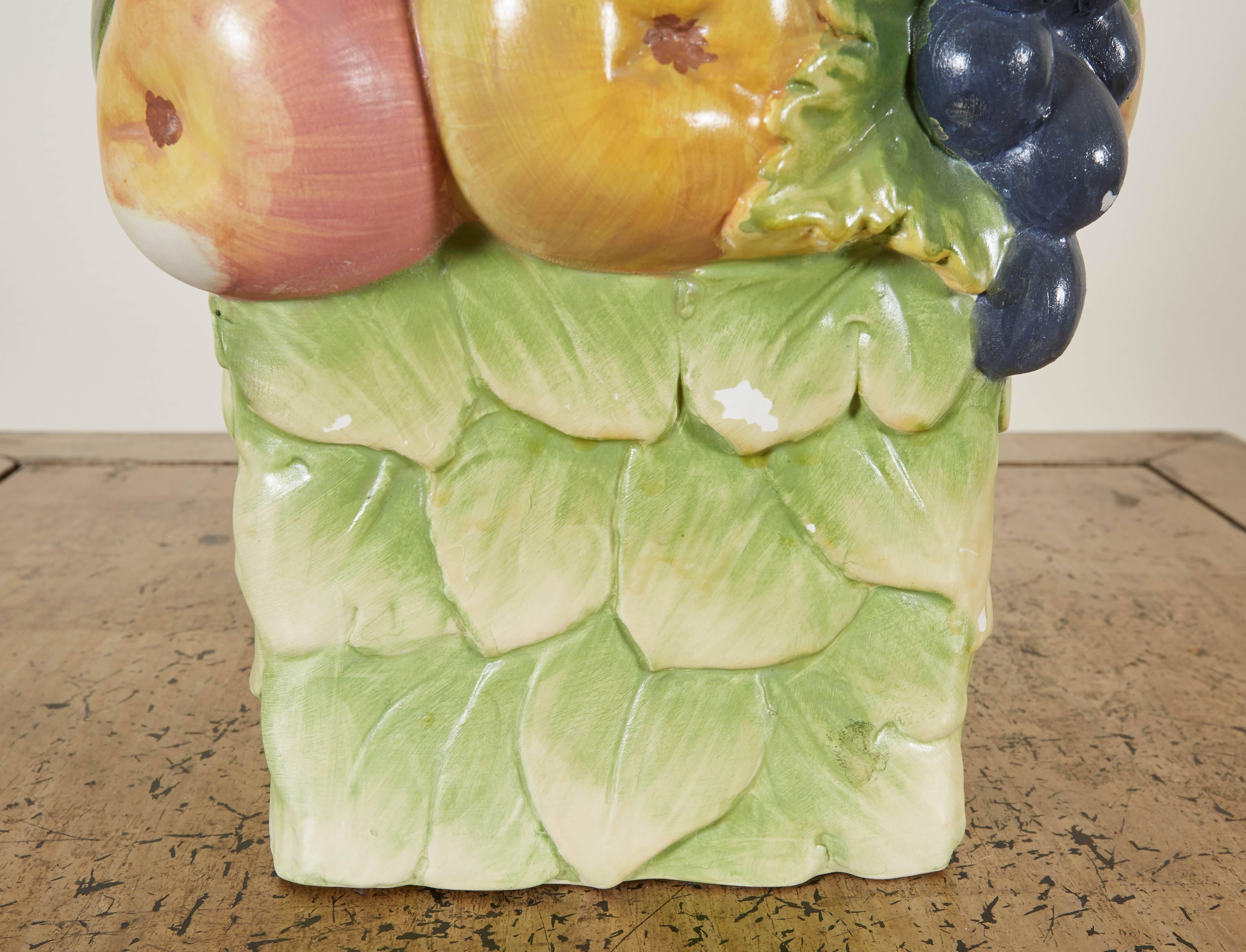Pair of Italian Ceramic Fruit Topiary Table Lamps In Good Condition In New York, NY