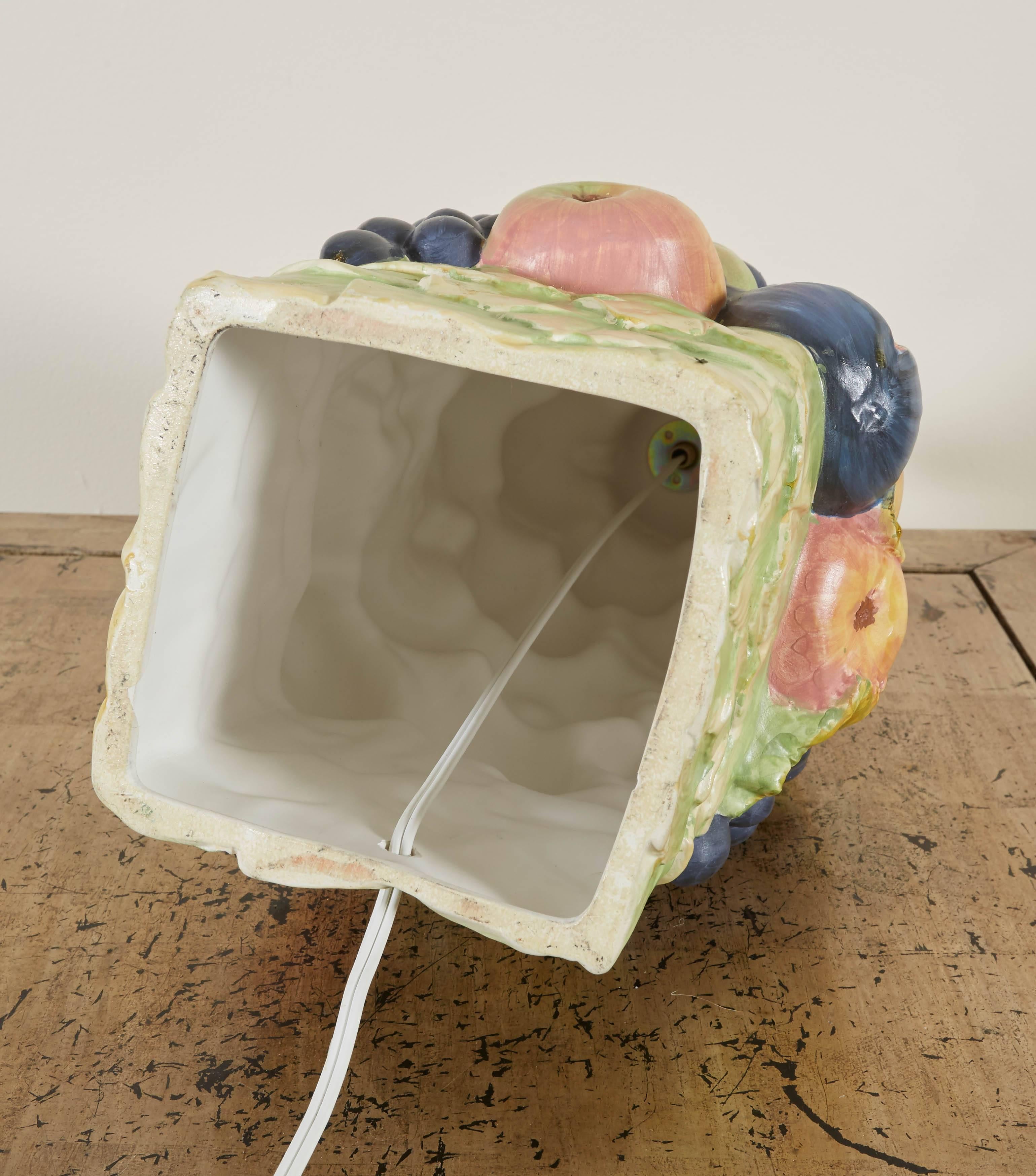 Pair of Italian Ceramic Fruit Topiary Table Lamps 2
