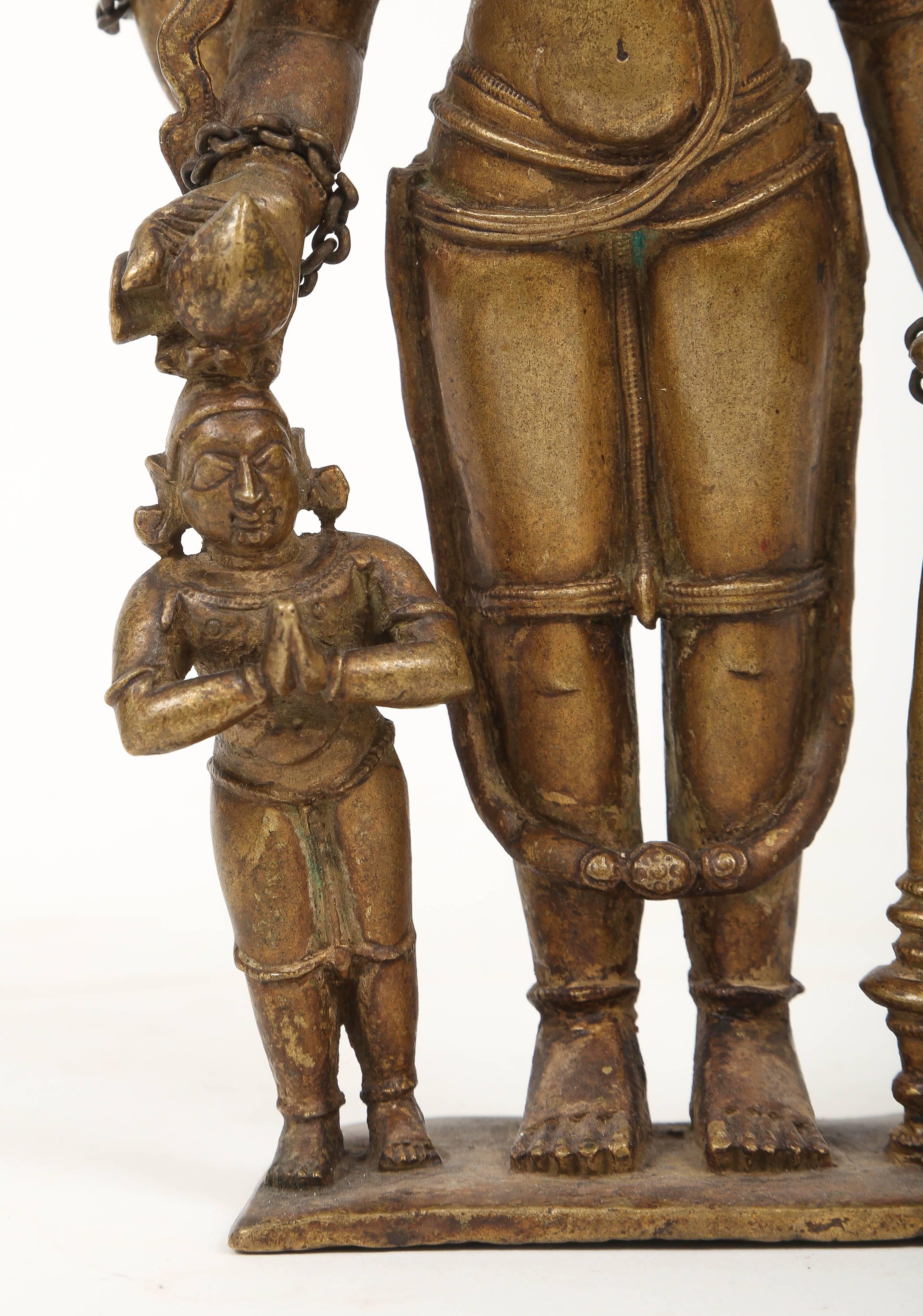 Cast Bronze Statuette of Lord Vishnu and the Goddess Lakshmi, Indian, 18th Century