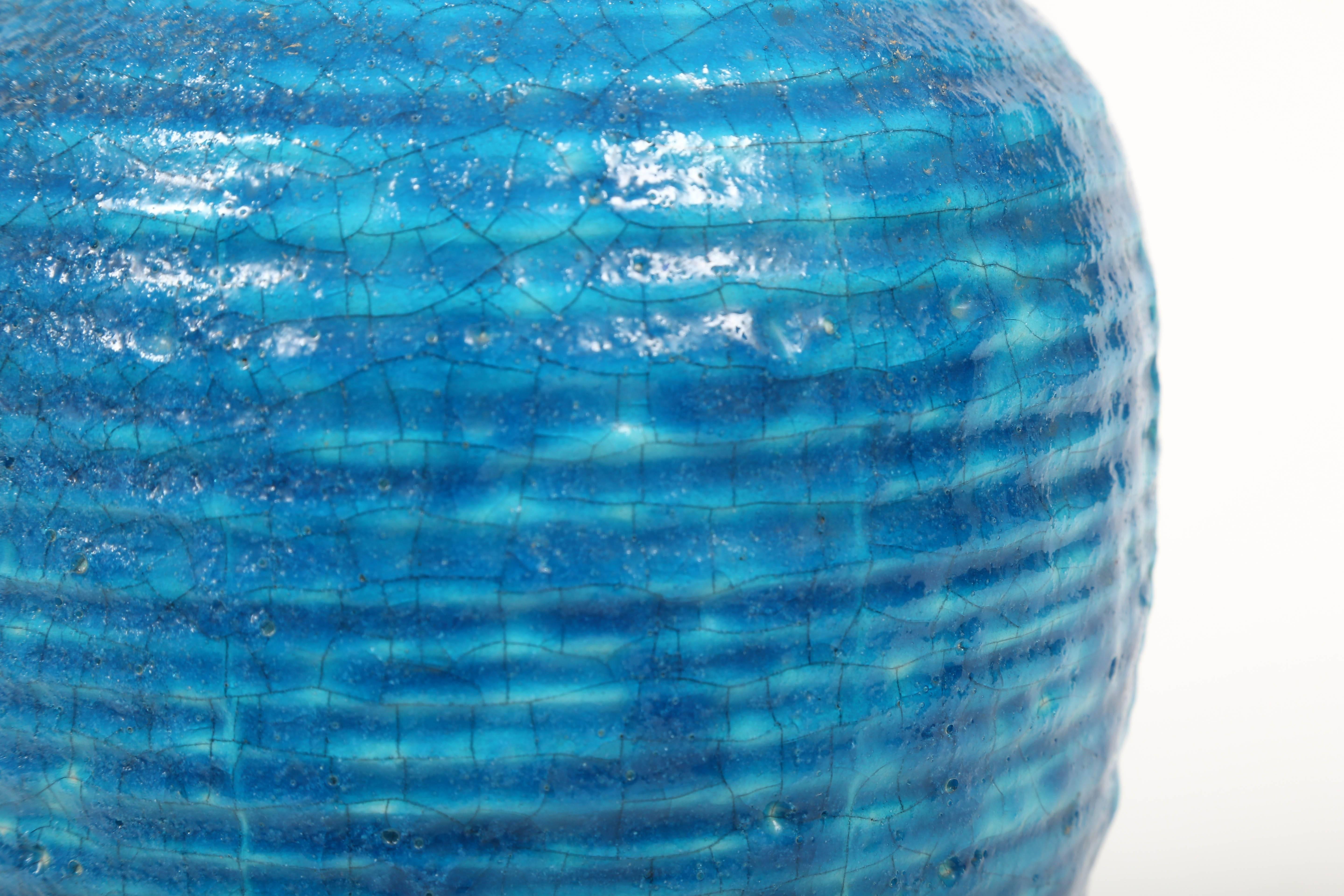 Art Deco Egyptian Blue Faience Edmond Lachenal Vase, France, 1930s For Sale