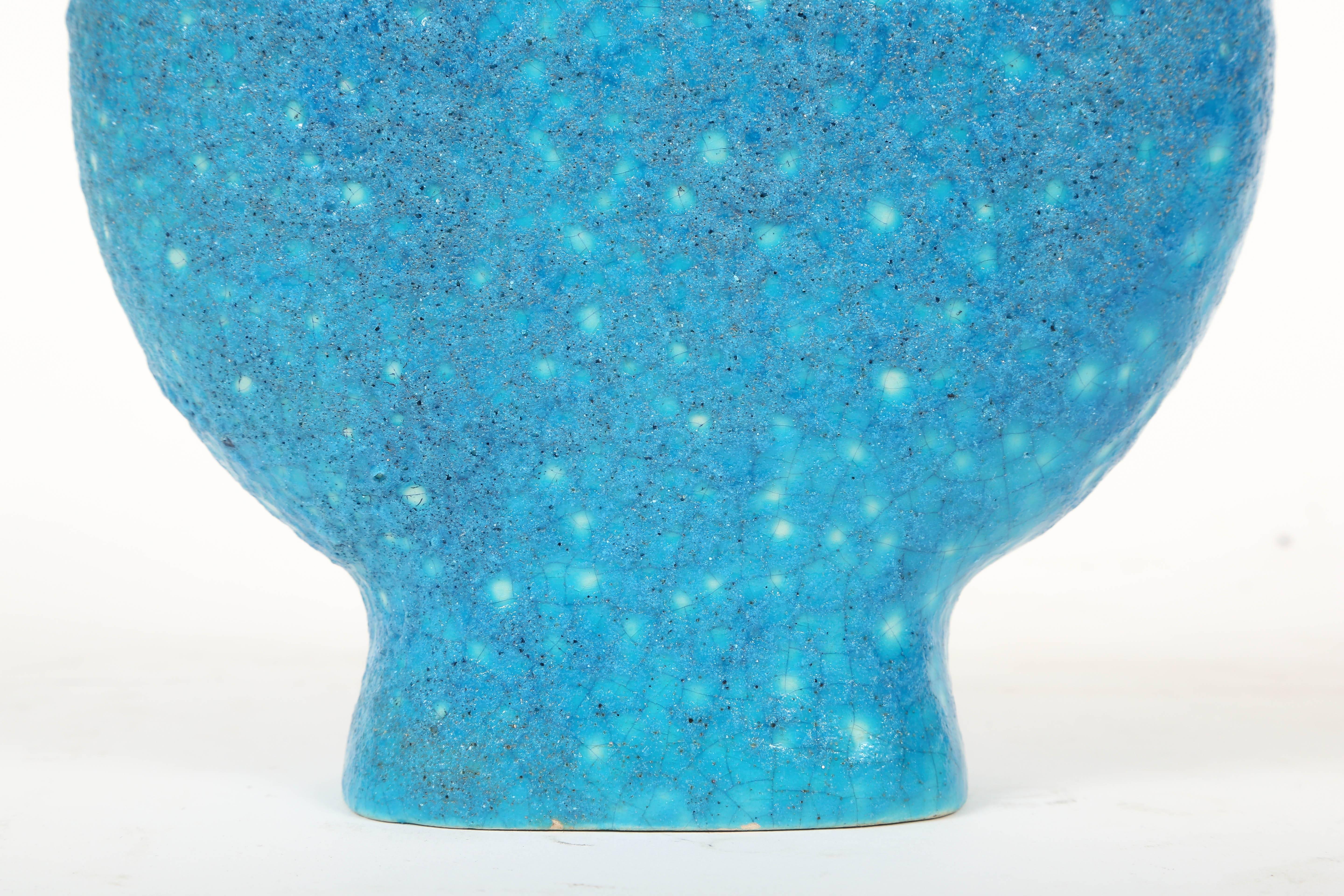 French Turquoise Blue Vase by Edmond Lachenal, France, circa 1930