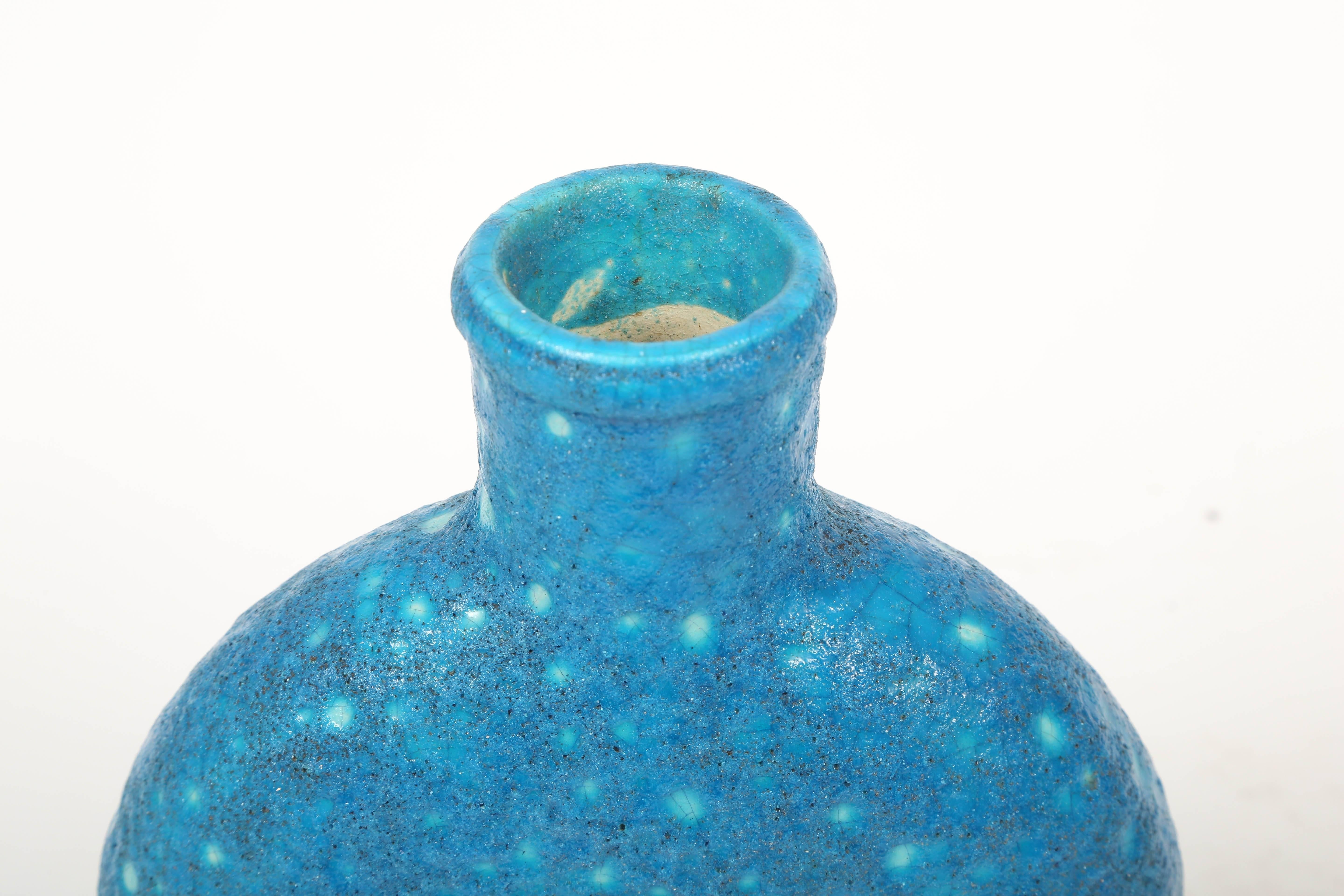 Fired Turquoise Blue Vase by Edmond Lachenal, France, circa 1930