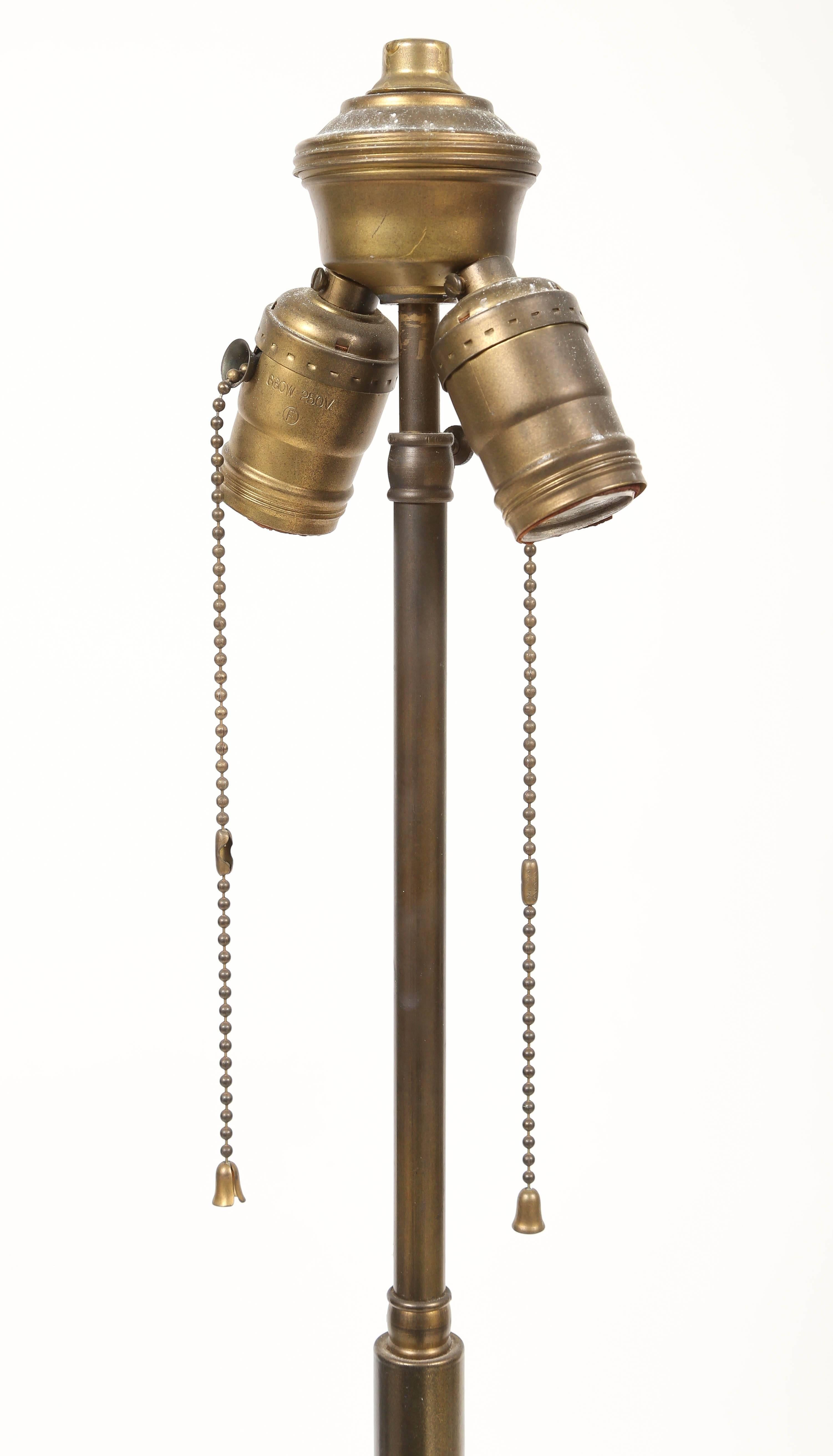 20th Century Pair of Verdigris Patinated Fluted Balluster Bronze Lamps