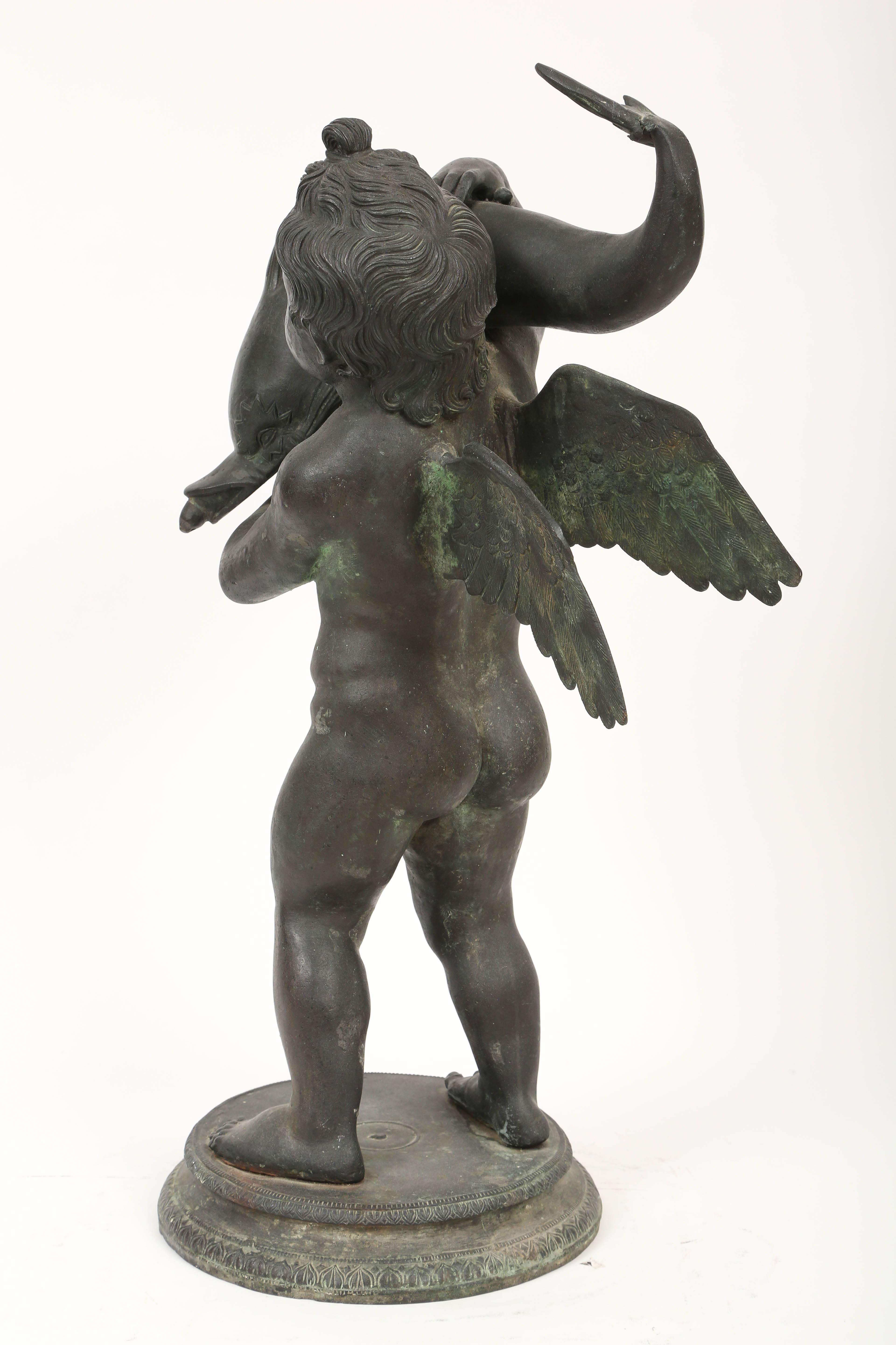 Classical Roman Bronze Figure of Cupid and Dolphin from Pompeii, Late 19th/Early 20th c.