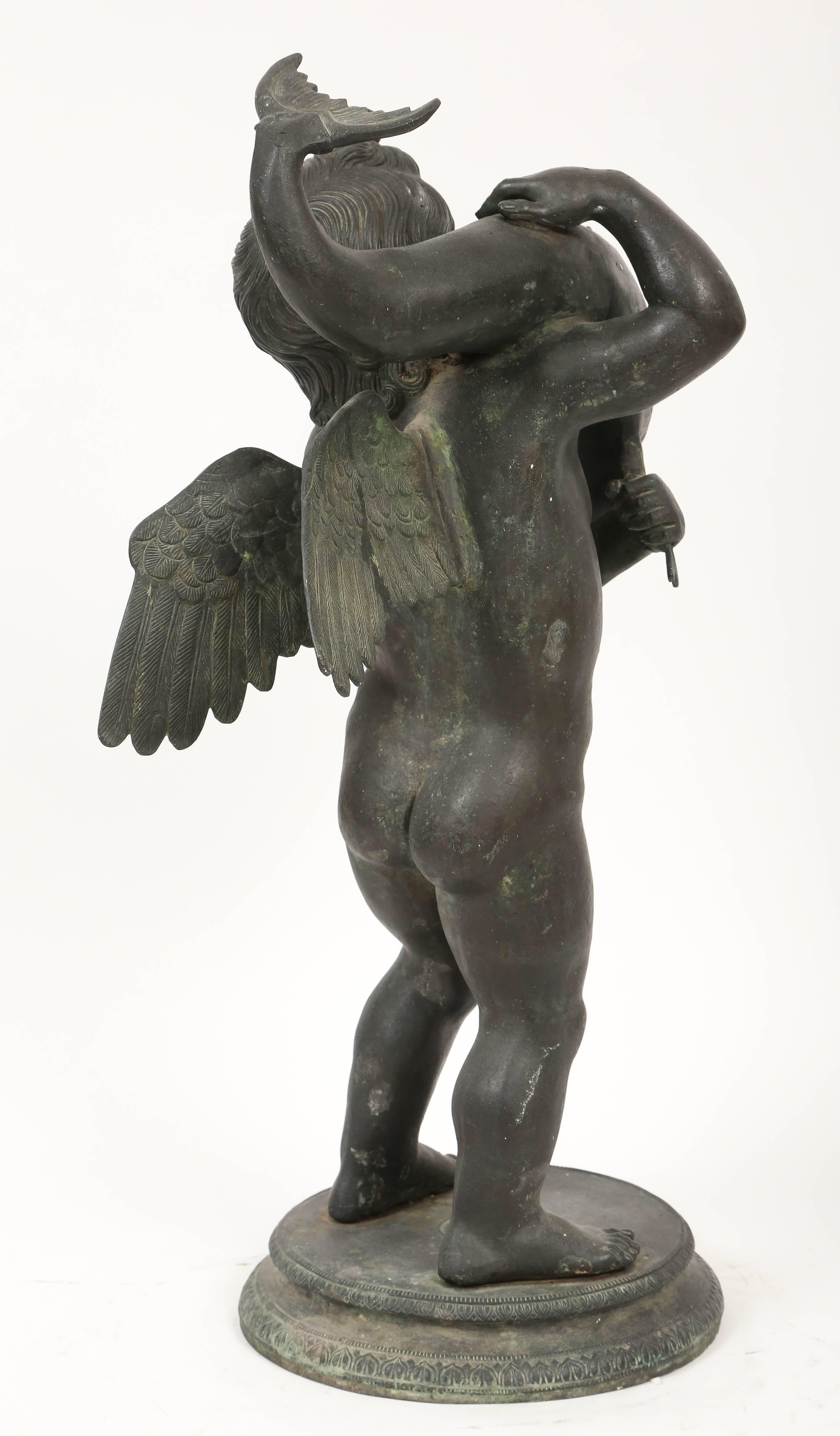 Italian Bronze Figure of Cupid and Dolphin from Pompeii, Late 19th/Early 20th c.