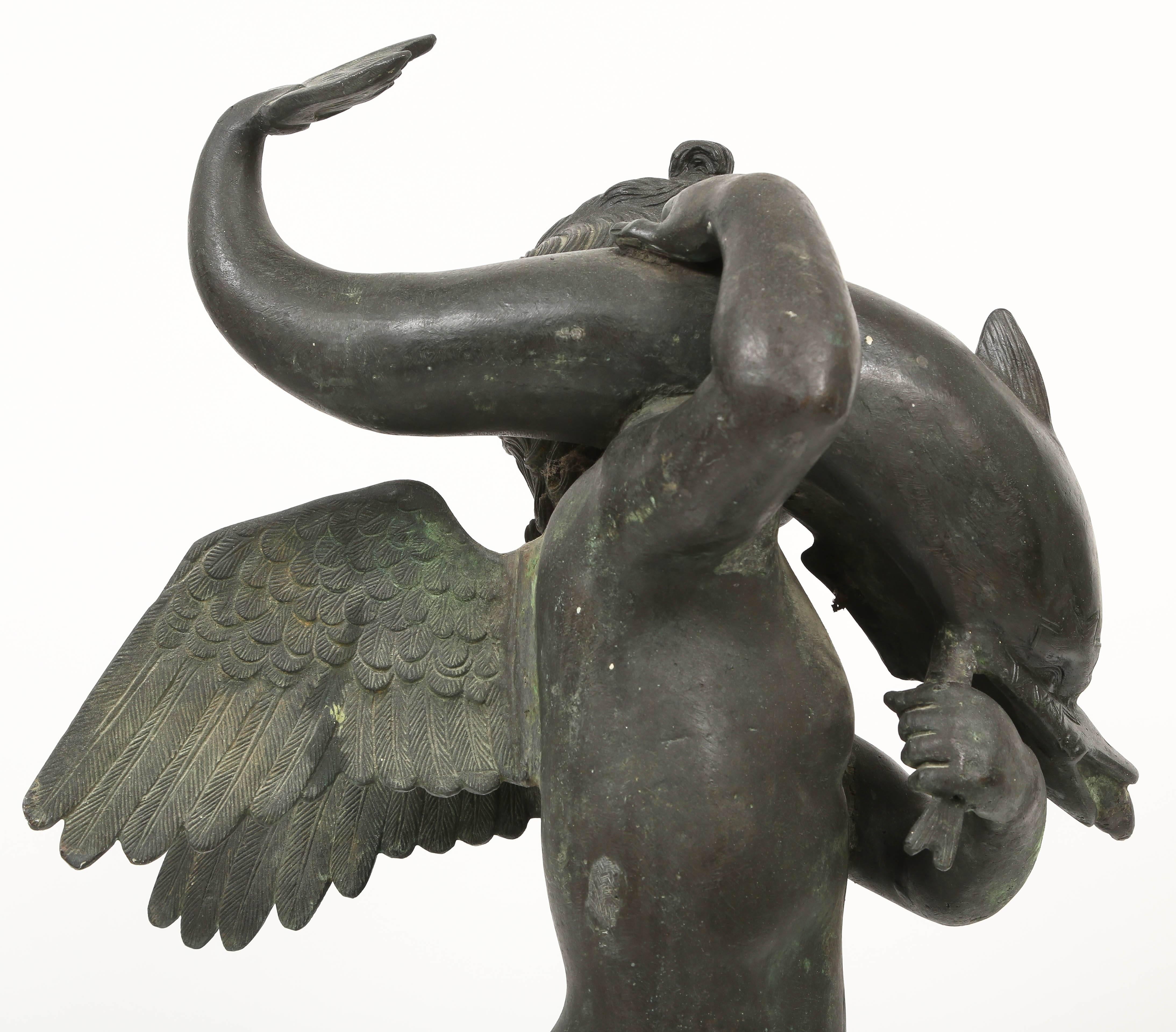 Patinated Bronze Figure of Cupid and Dolphin from Pompeii, Late 19th/Early 20th c.