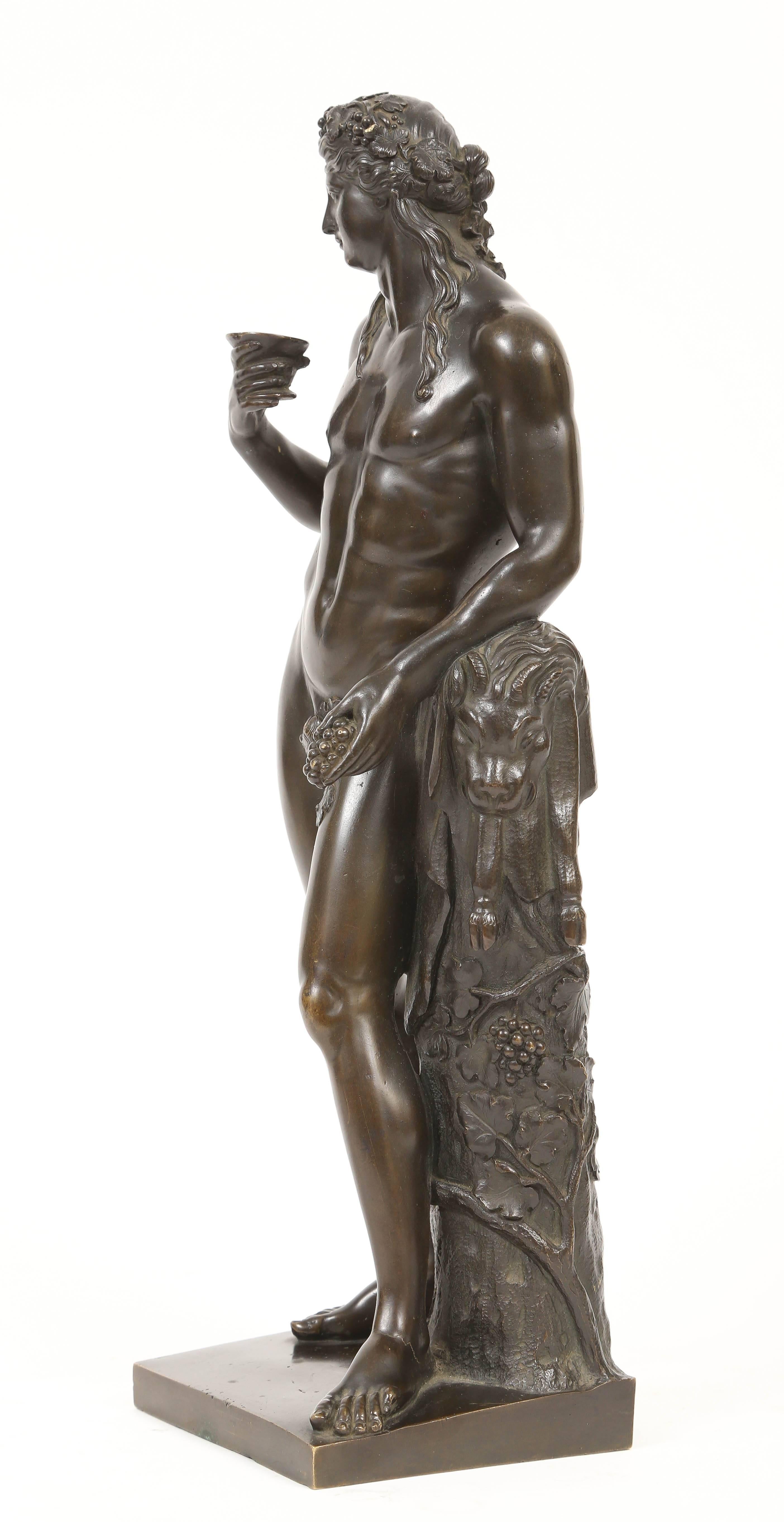 Baroque 18th c. Bronze Statuette of Bacchus, After Michel Anguier and Louis Garnier