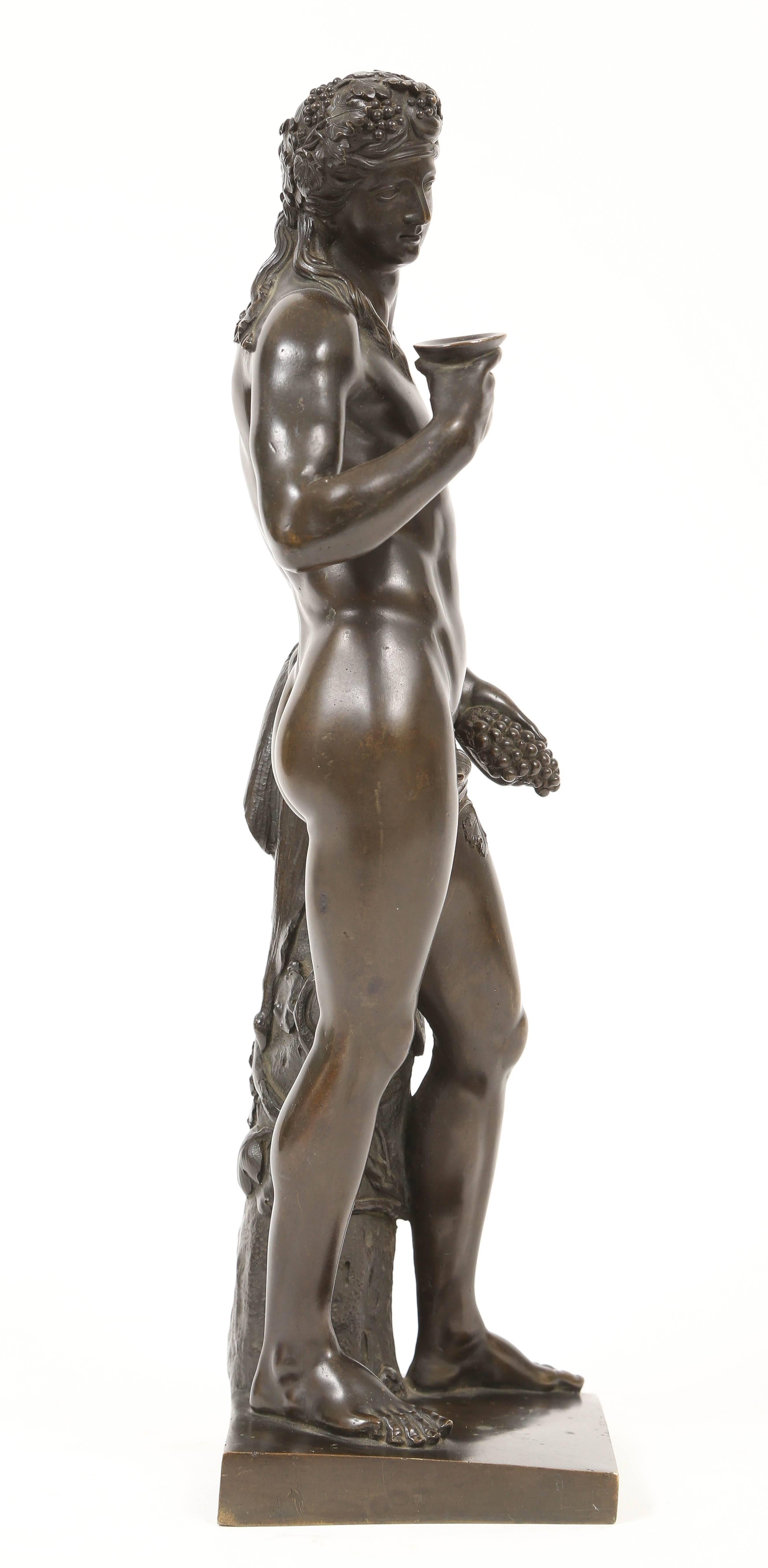 Patinated 18th c. Bronze Statuette of Bacchus, After Michel Anguier and Louis Garnier
