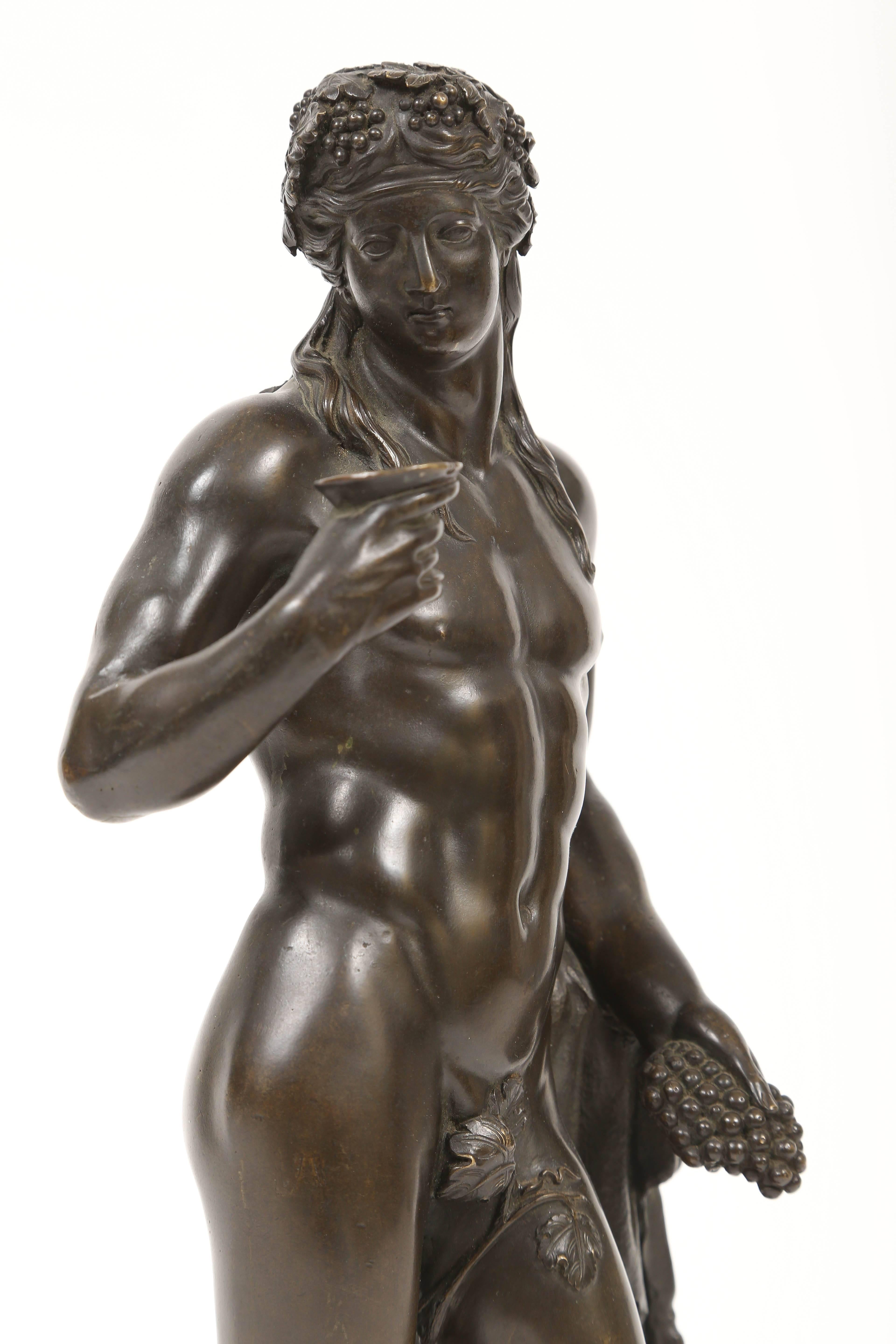 18th c. Bronze Statuette of Bacchus, After Michel Anguier and Louis Garnier In Excellent Condition In Kensington, MD