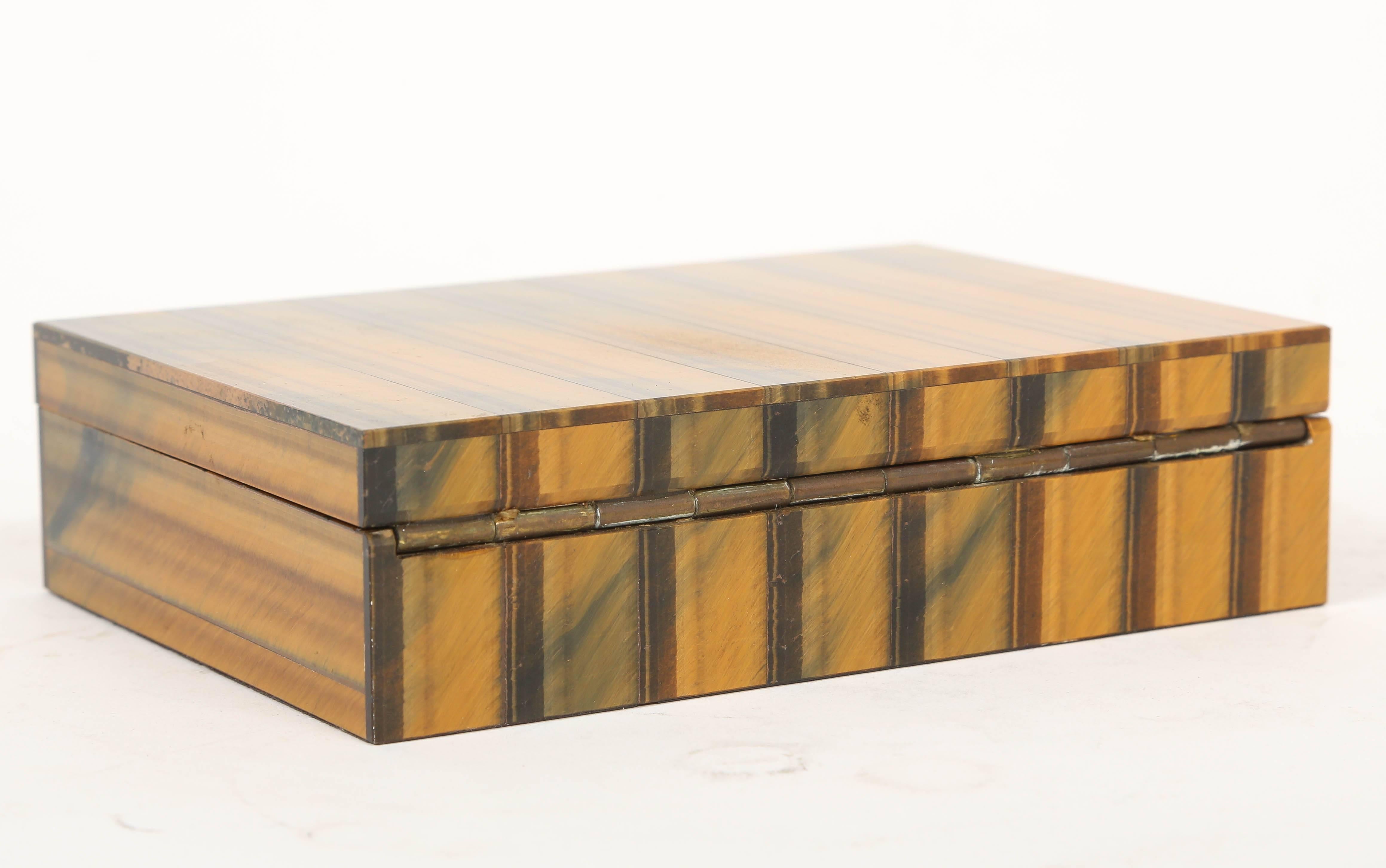 Neoclassical Revival Exquisitely Crafted Tiger's Eye Box, Italian, 20th c.