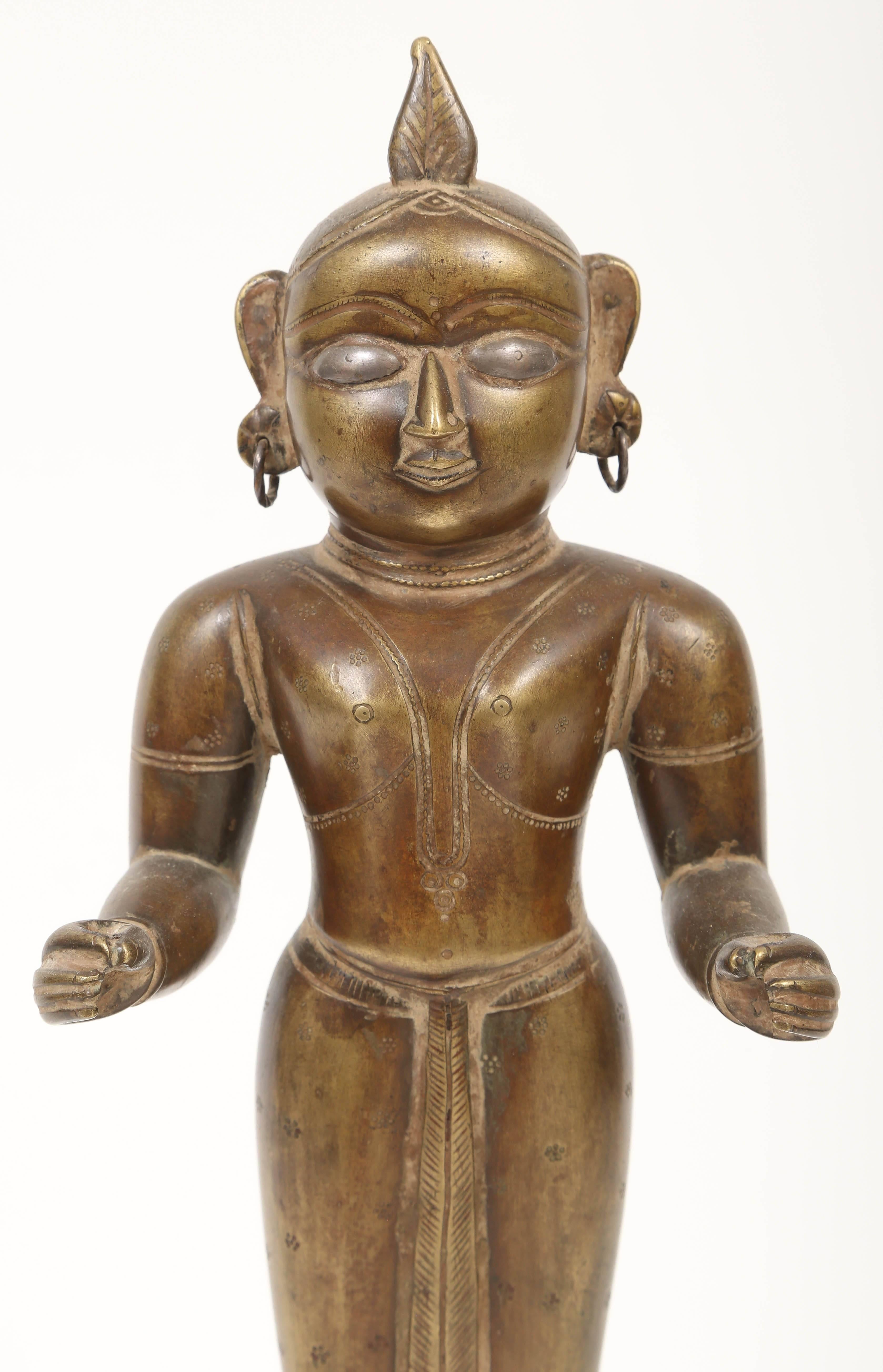 19th Century Standing Bronze Figure of Krishna, India In Excellent Condition In Kensington, MD