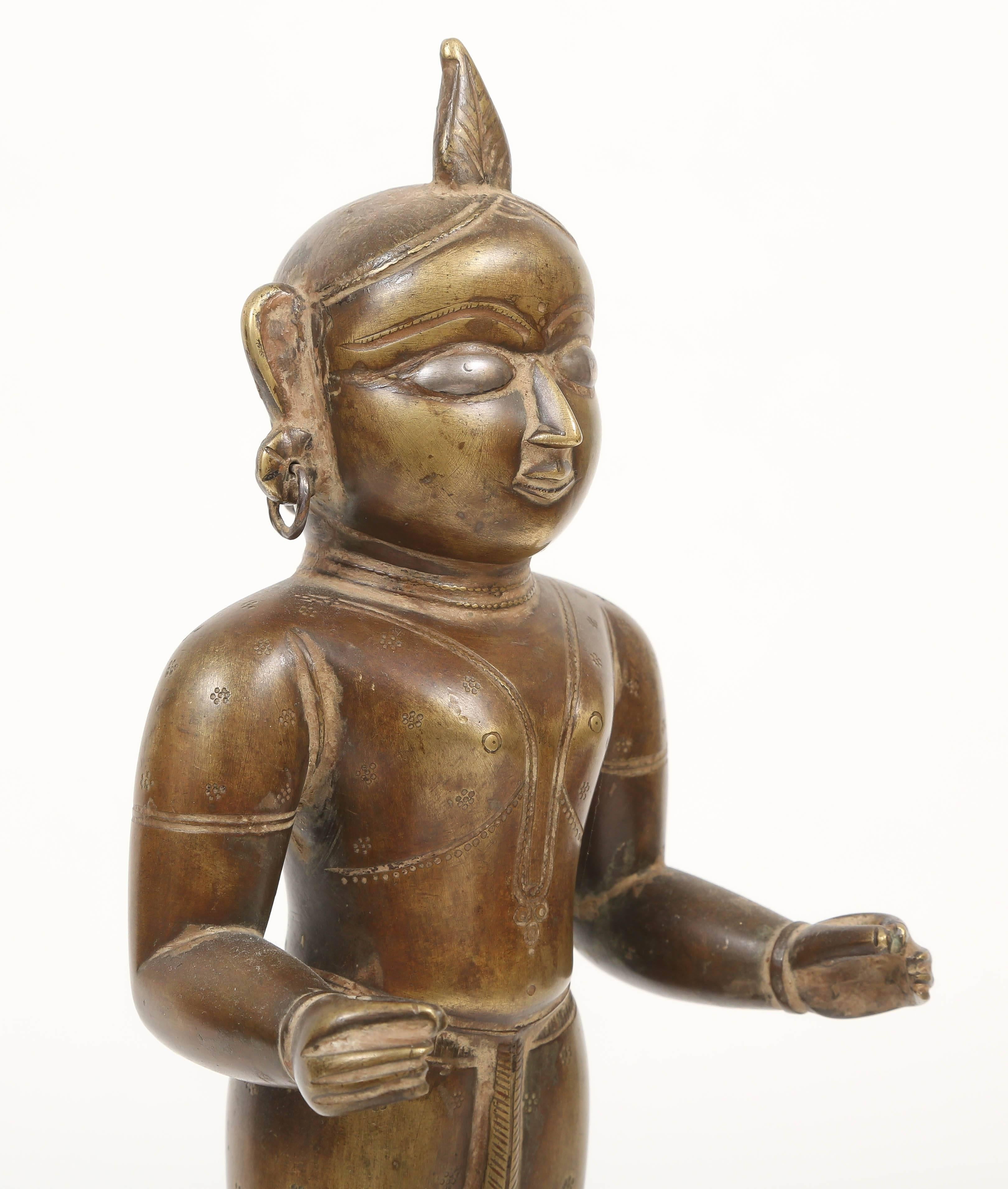 19th Century Standing Bronze Figure of Krishna, India 2