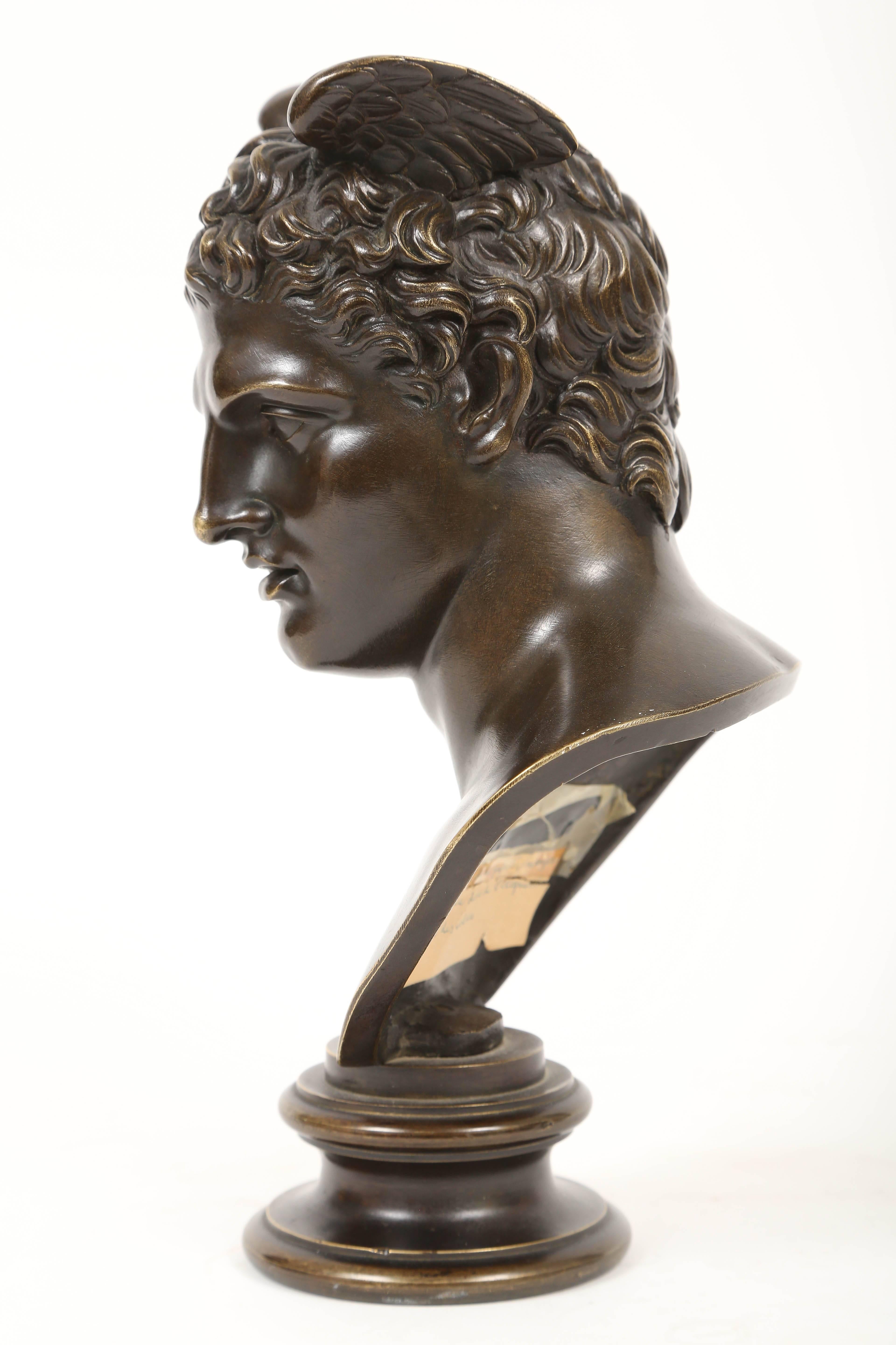 Neoclassical French Bronze Bust of Mercury, Early 19th Century