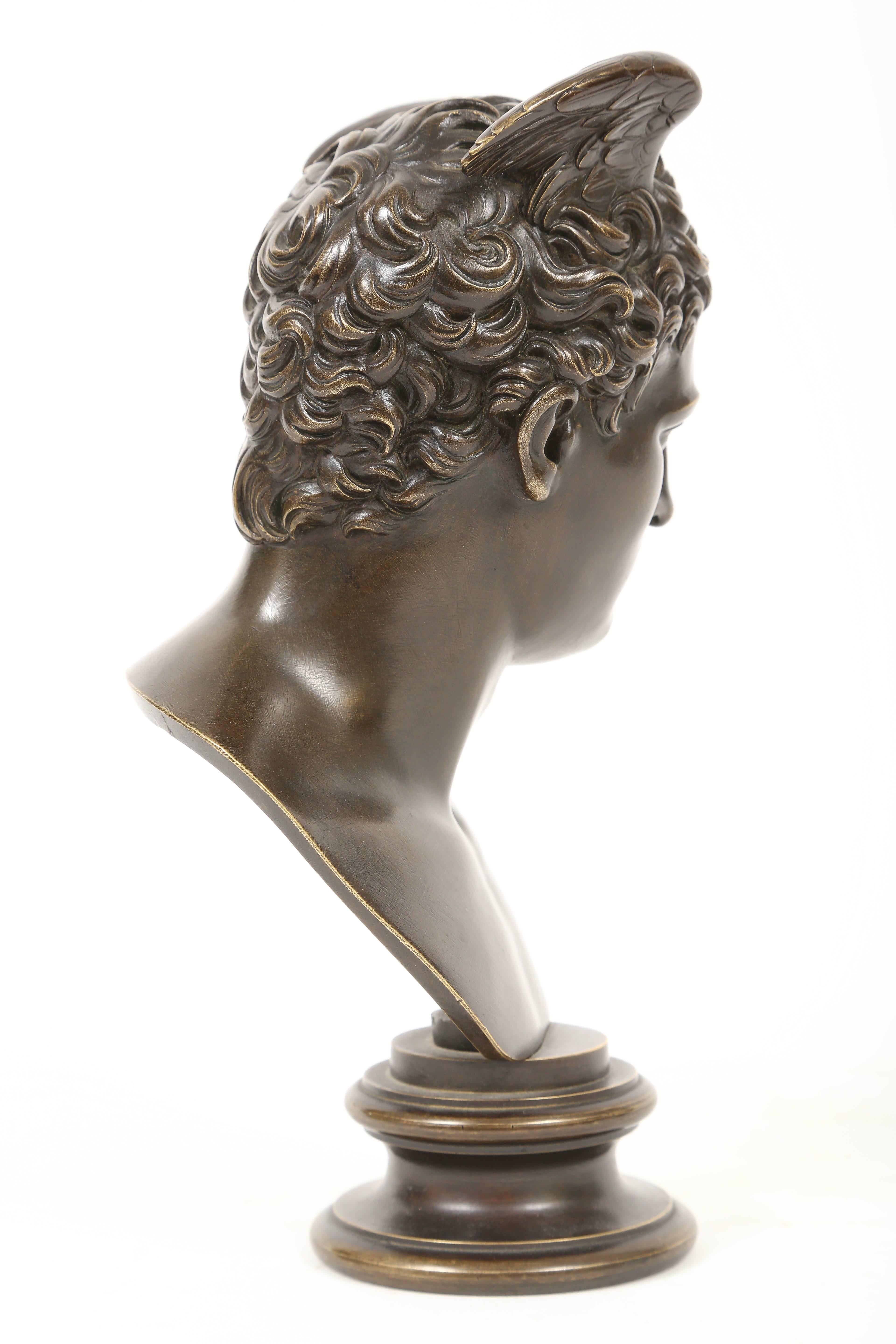 French Bronze Bust of Mercury, Early 19th Century 1