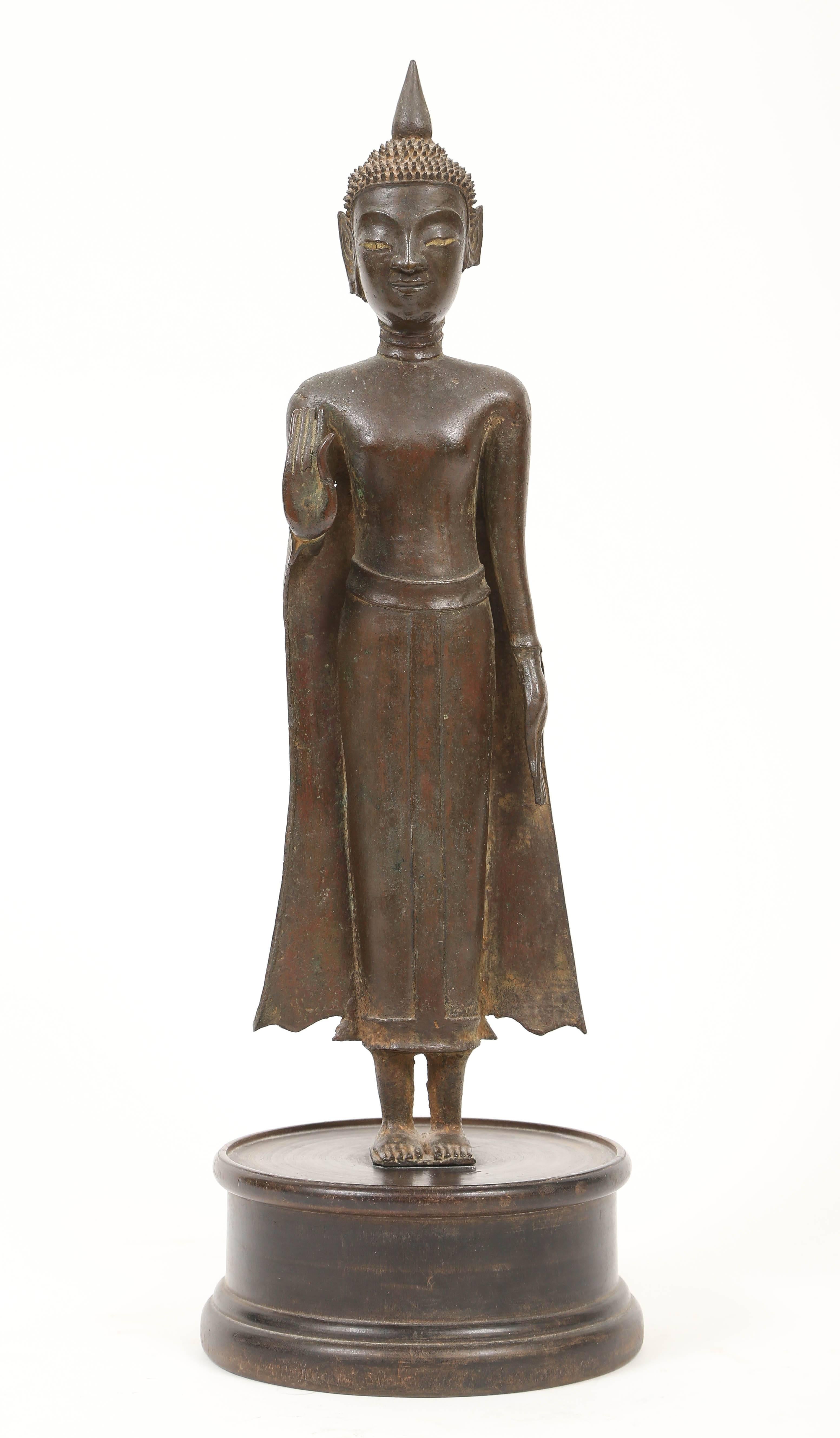 Tribal Standing Buddha Thailand, Ayuthaya Period, Early 18th Century For Sale