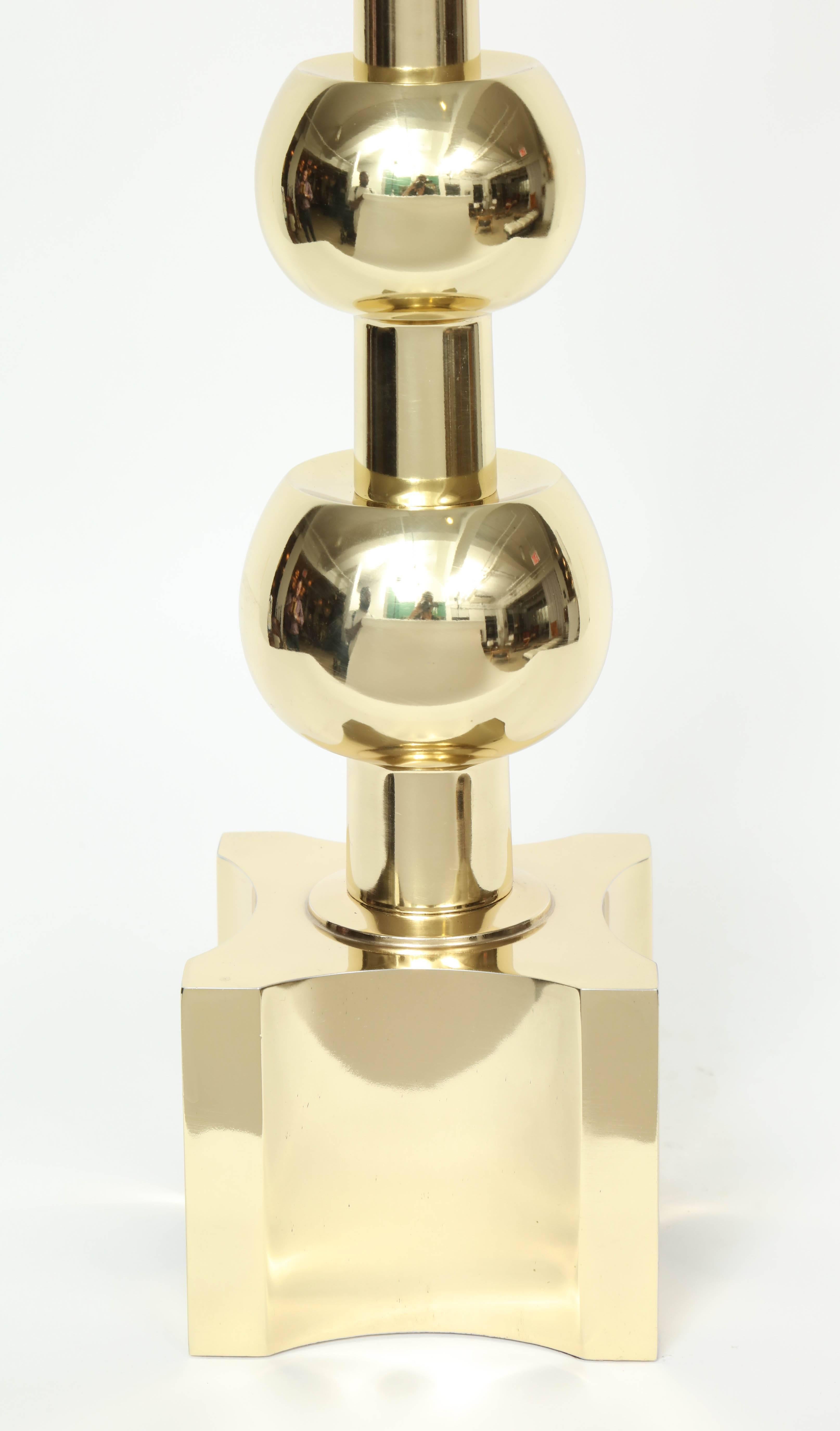 American Parzinger Influenced Brass Table Lamps by Stiffel For Sale