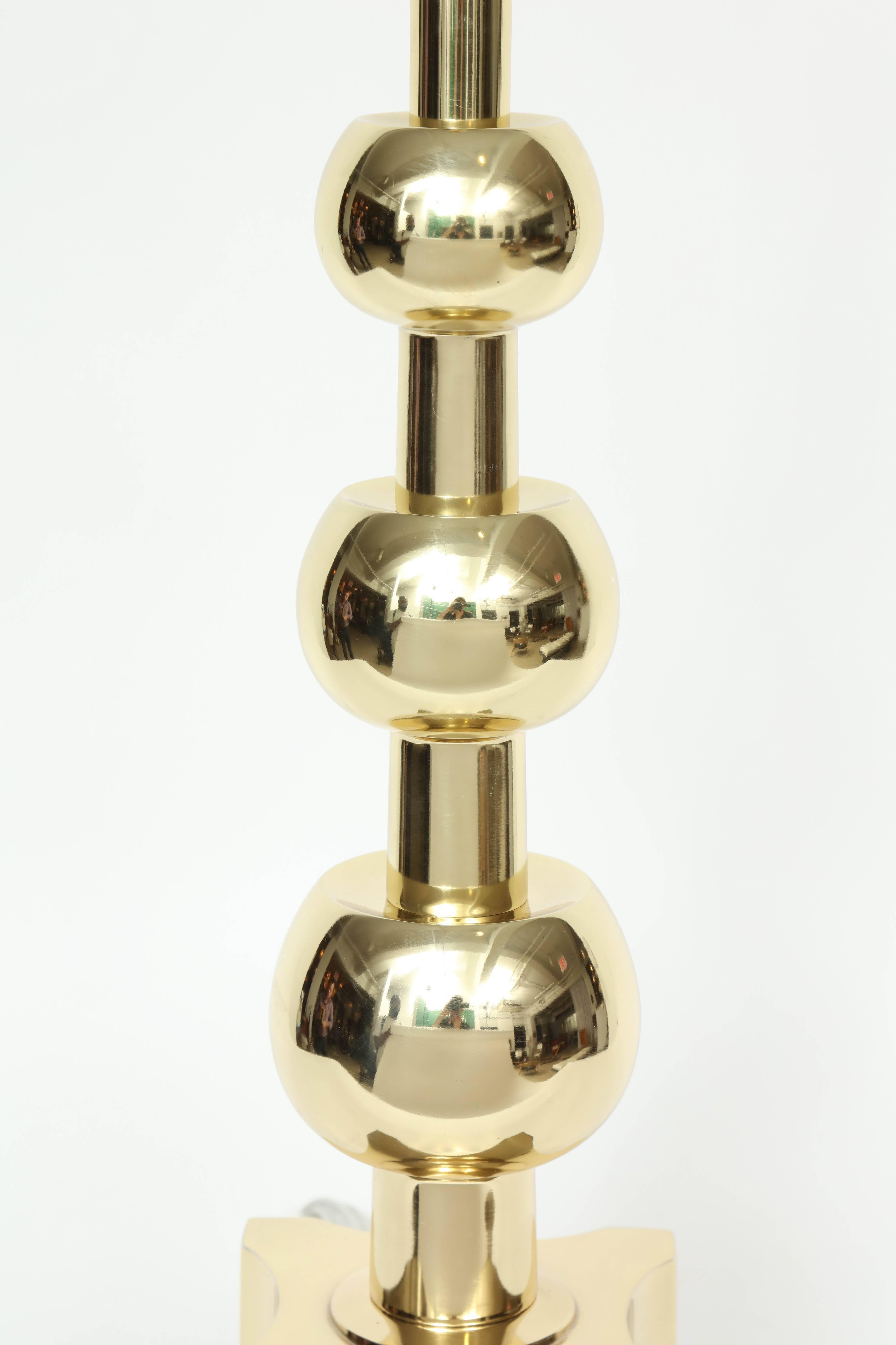 Parzinger Influenced Brass Table Lamps by Stiffel In Excellent Condition For Sale In New York, NY