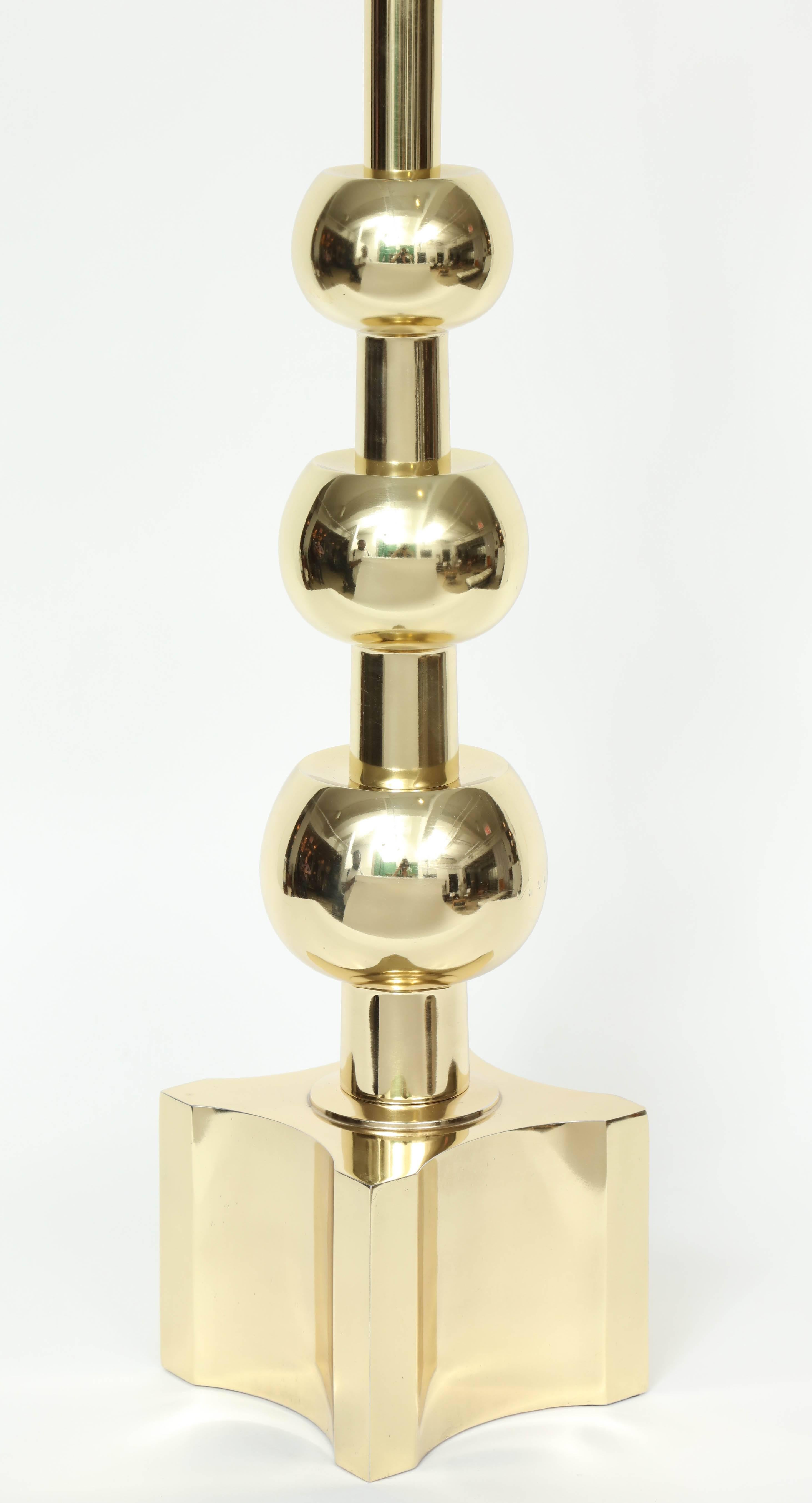 20th Century Parzinger Influenced Brass Table Lamps by Stiffel For Sale